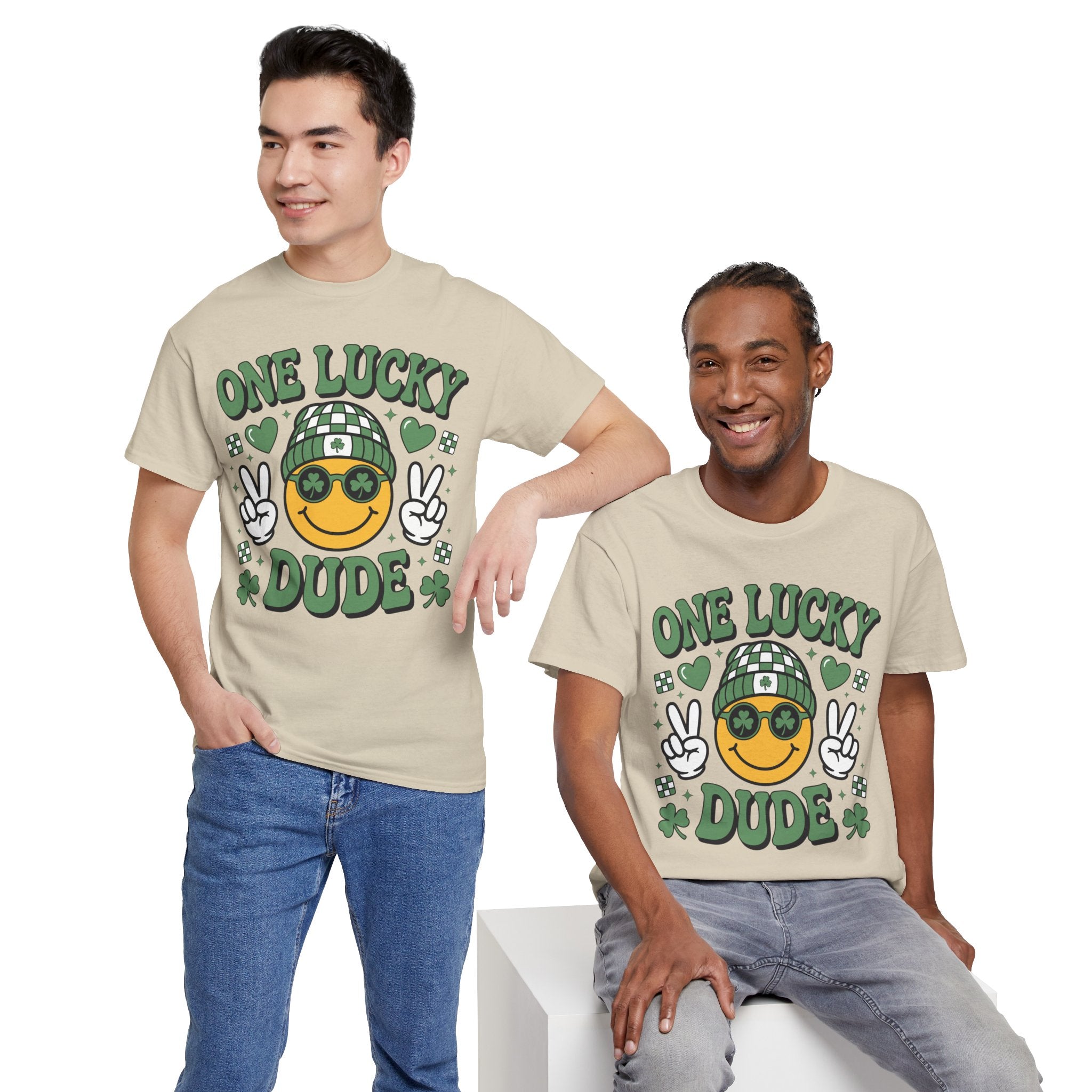 One Lucky Dude Shamrock Tee — St. Patrick's Day Smiley Unisex Cotton Tshirt