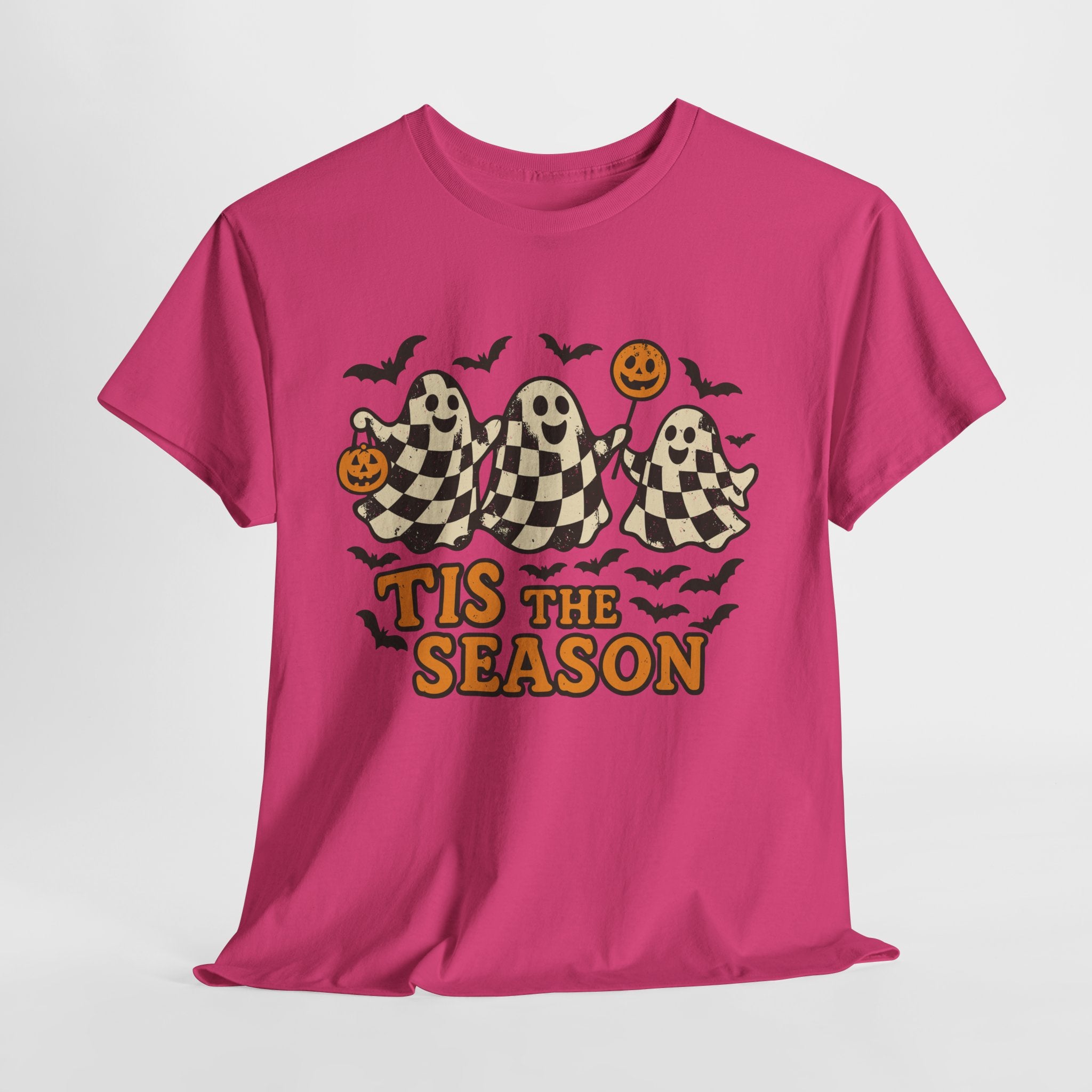 Halloween Ghosts Checker Pattern Unisex Cotton Tee