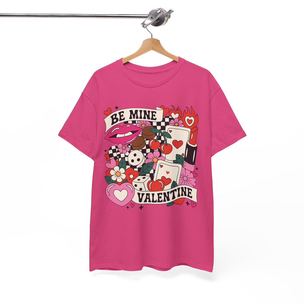 Be Mine Valentine Pop-Art Tee — Lips, Cherries & Retro Valentine Collage...Unisex Cotton Tee