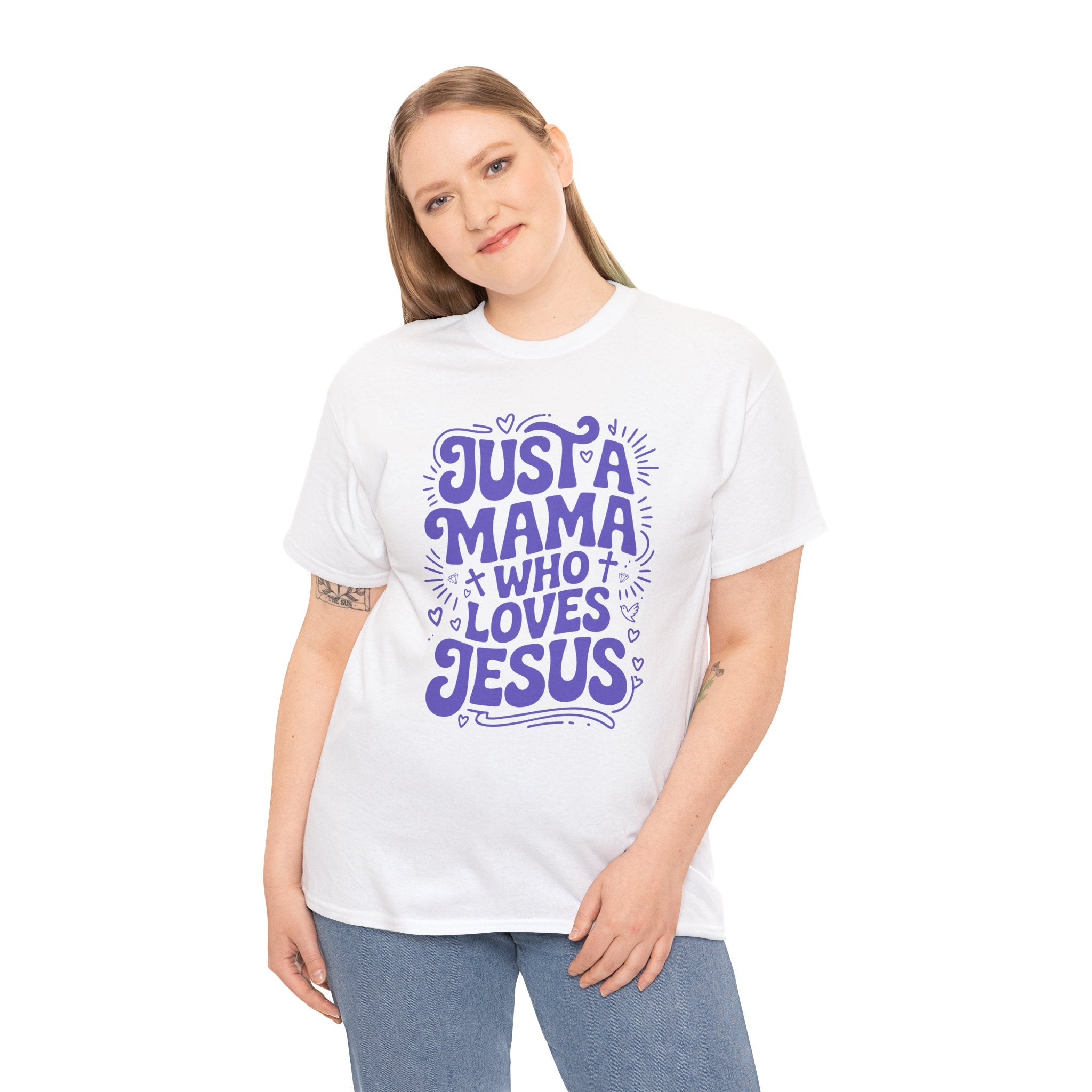 Mama Who Loves Jesus T-Shirt — Bright Green Bubbly Faith Unisex Cotton Tee