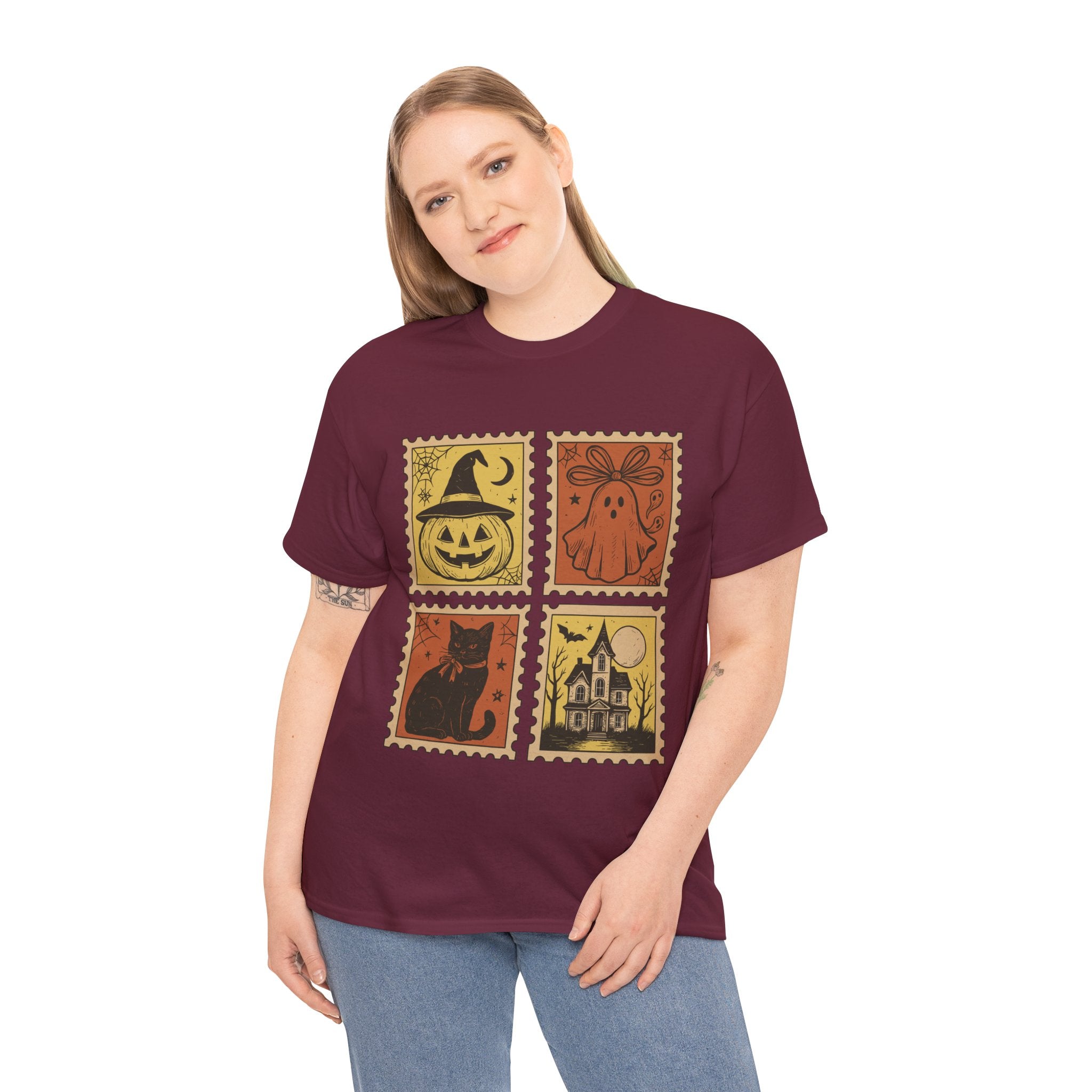 Halloween Stamp Design Unisex Heavy Cotton Tee