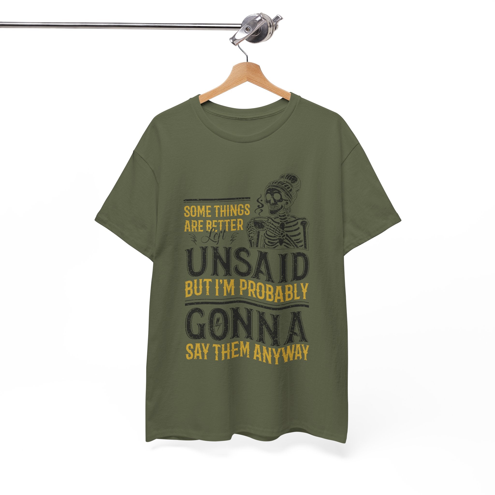 Distressed Yellow "Some Things Are Better Left Unsaid"Unisex Cotton Tee