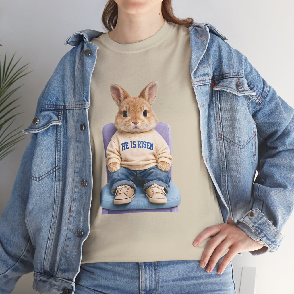 Easter 'He Is Risen' Bunny Unisex Cotton Tee