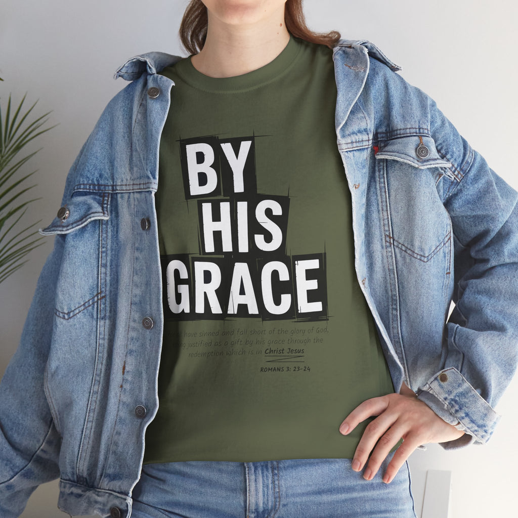 By His Grace tee — Minimalist Faith Christian Unisex Cotton T-Shirt