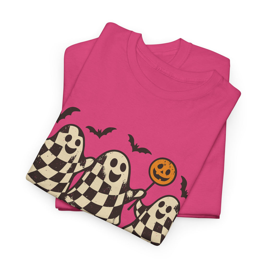 Halloween Ghosts Checker Pattern Unisex Cotton Tee