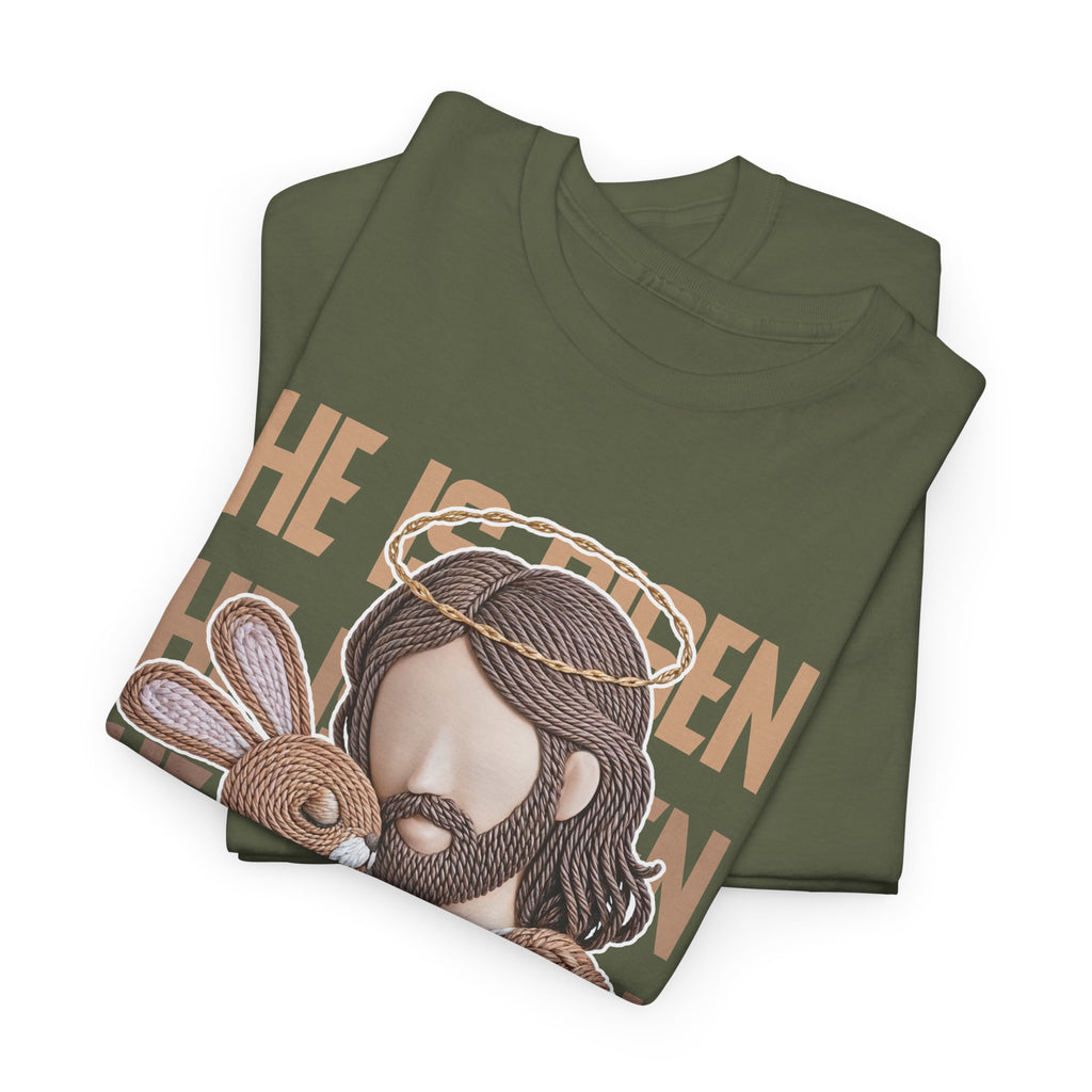 He Is Risen Matthew 28:6 Jesus With Lamb Unisex Cotton T-Shirt