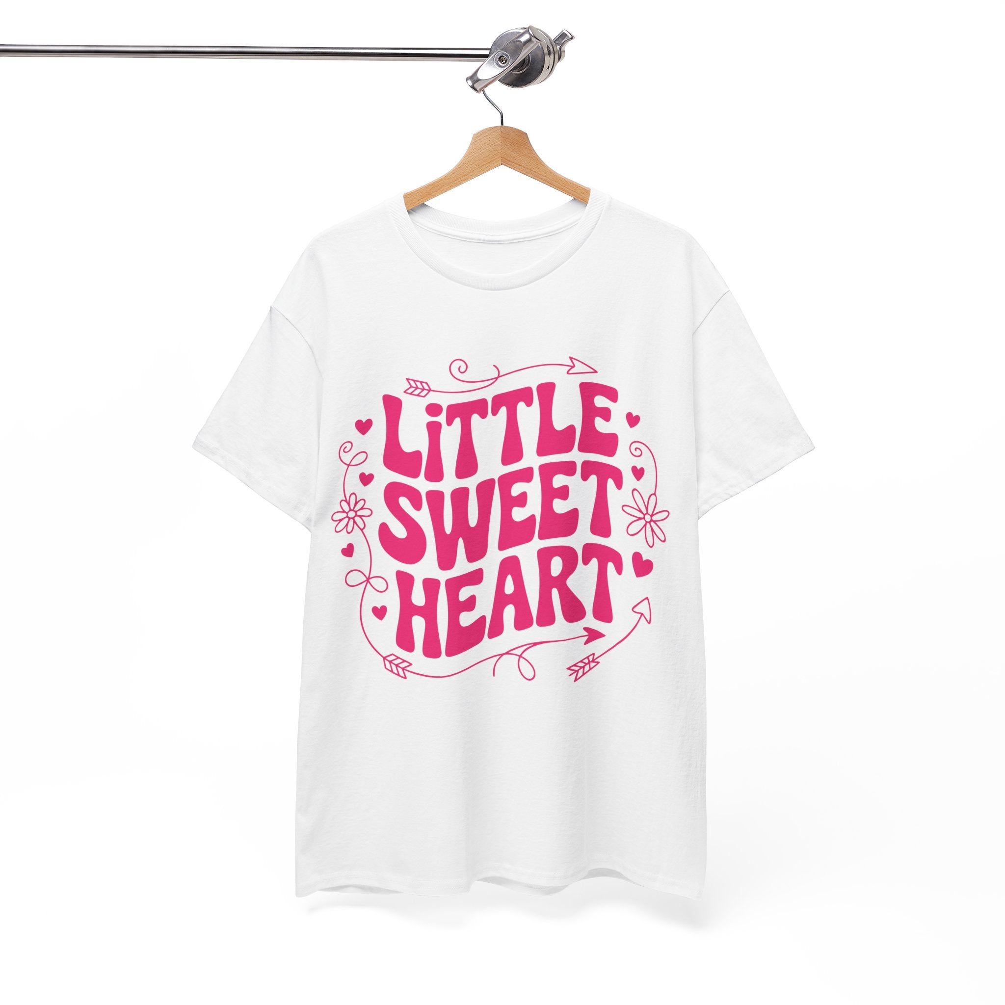 Little Sweetheart Retro Tee — Cute Red Hearts & Flowers Graphic Unisex Cotton Tee