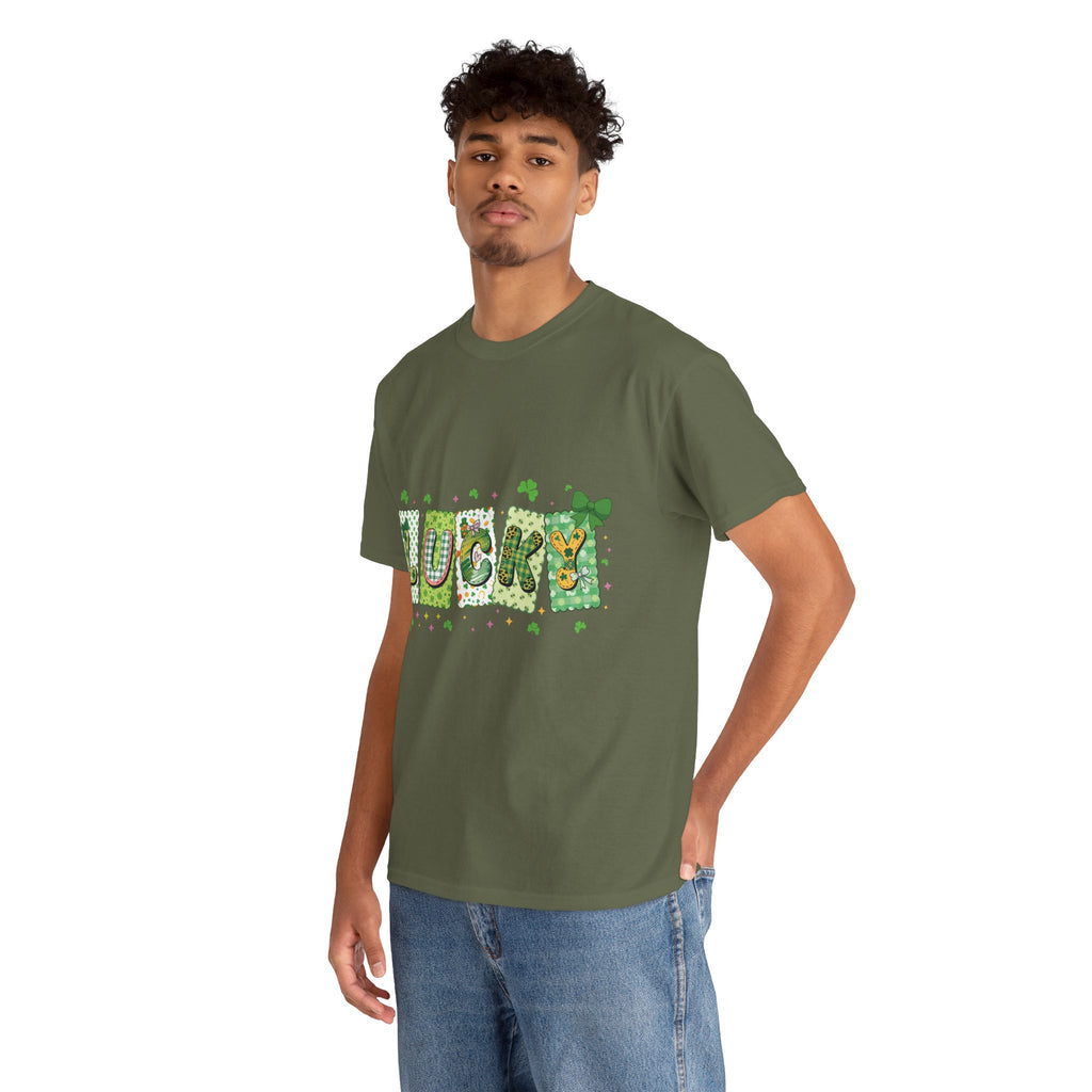 Lucky Patchwork Plaid Clover Tee — St. Patrick’s Day Unisex Cotton T-Shirt