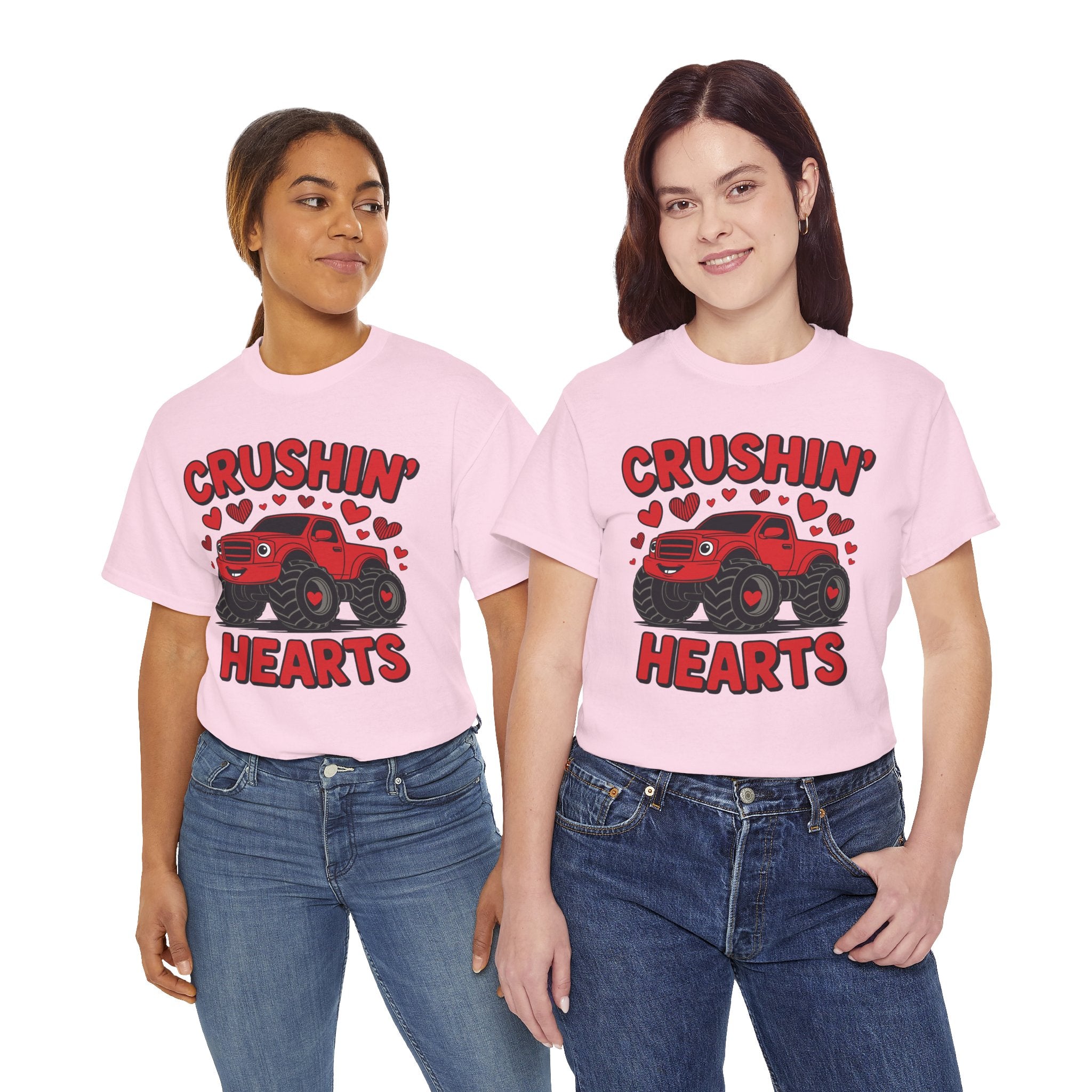 Crushin’ Hearts Valentine Monster Truck Unisex Cotton Tee