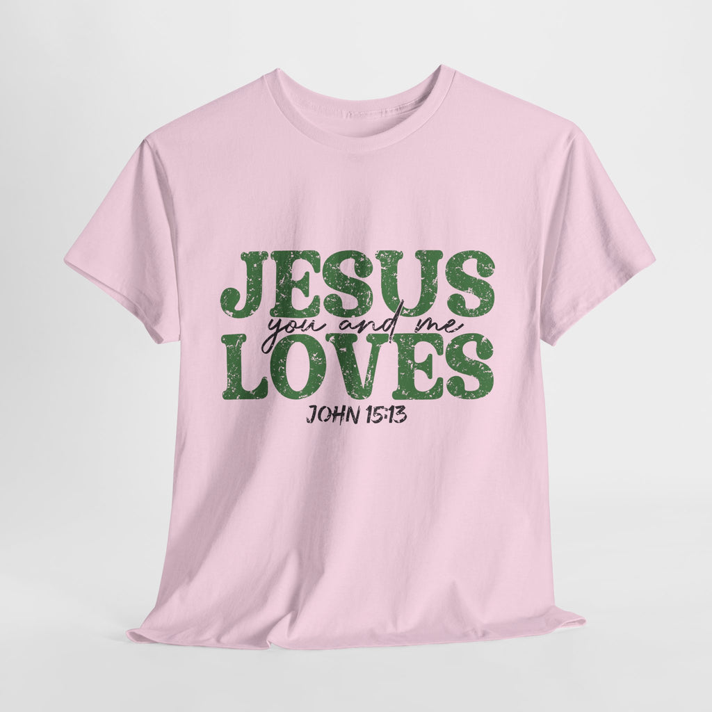 Jesus Loves Vintage Tee — Green Retro Christian Unisex Cotton T-Shirt