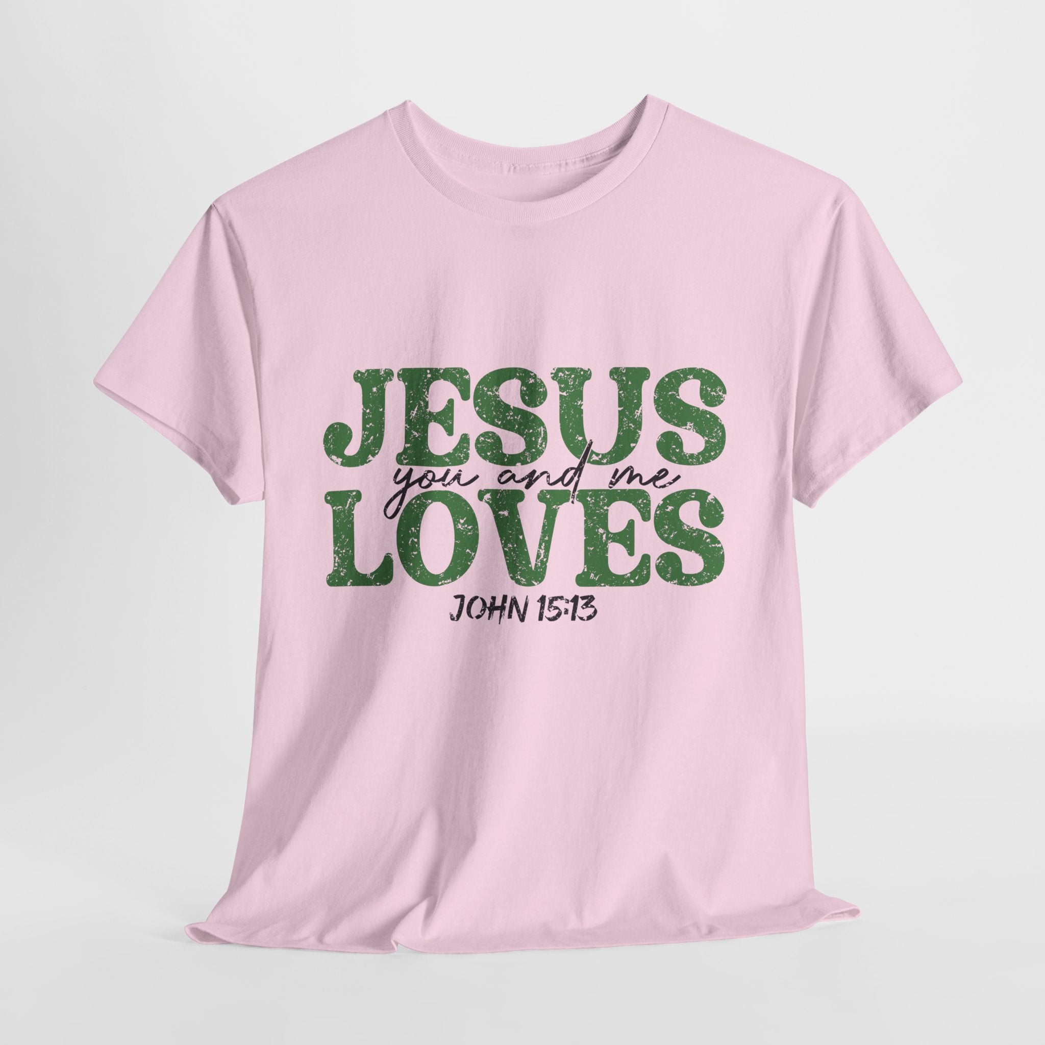 Jesus Loves Vintage Tee — Green Retro Christian Unisex Cotton T-Shirt