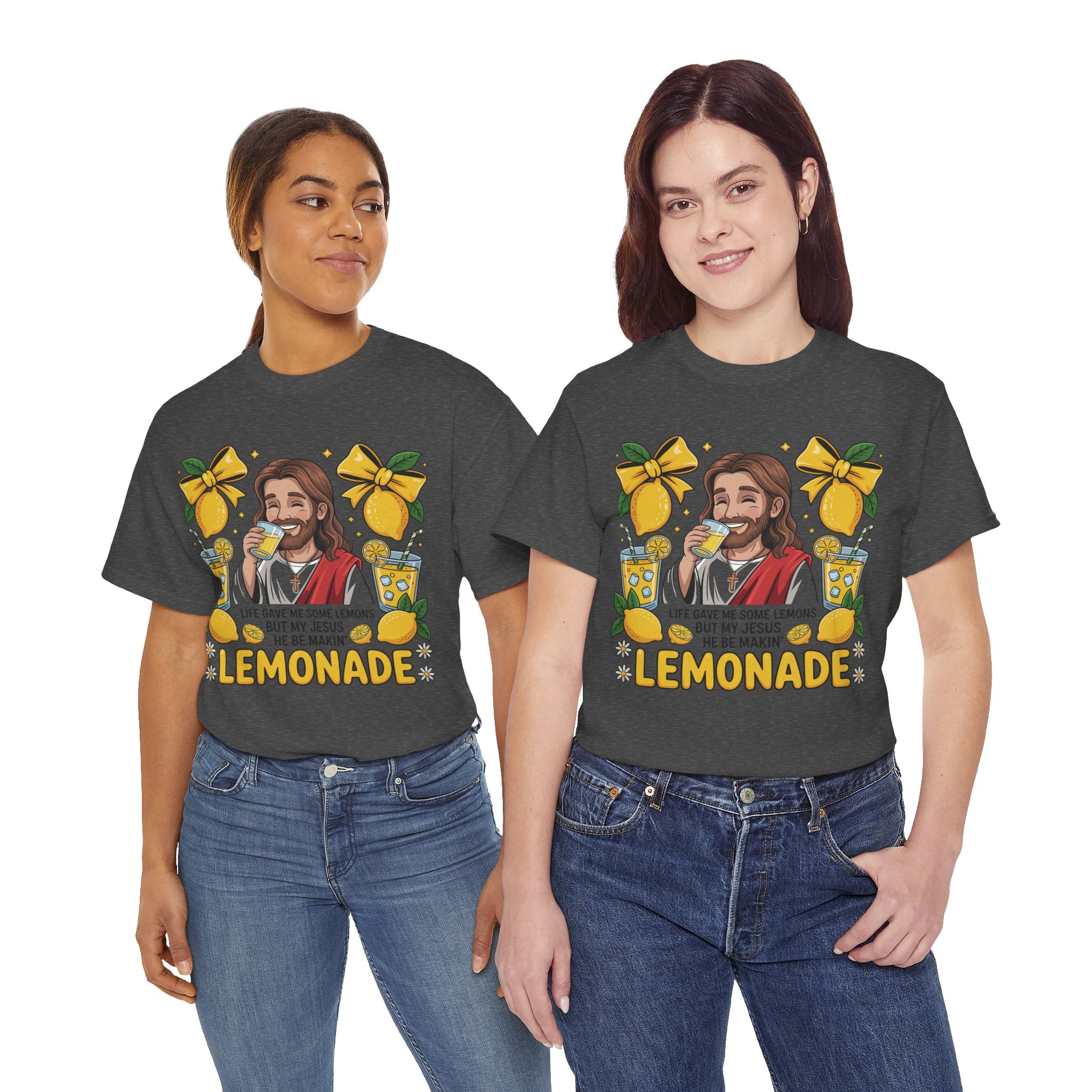 Jesus Drinking Lemonade T-Shirt — "Life Gave Me Some Lemons" Christian Unisex Cotton Tee