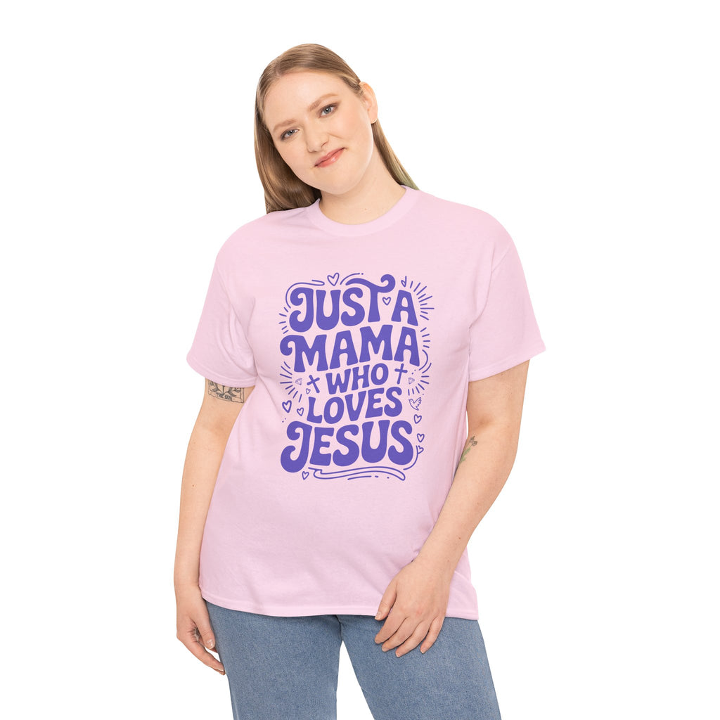 Mama Who Loves Jesus T-Shirt — Bright Green Bubbly Faith Unisex Cotton Tee