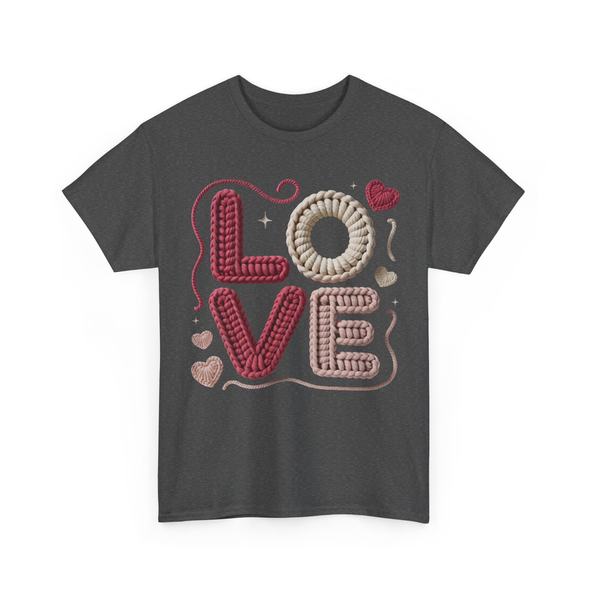 LOVE Faux Yarn Heart Unisex Cotton Tee