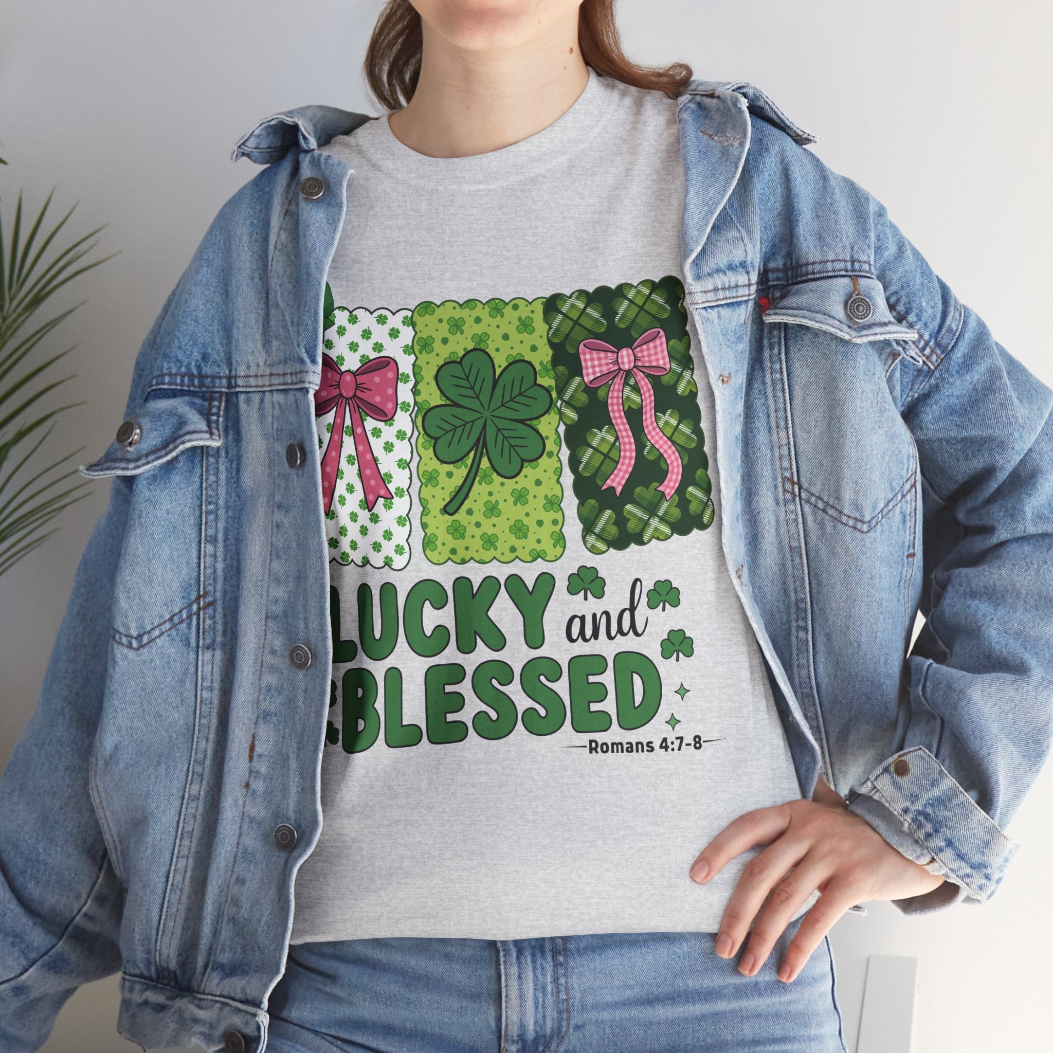 Lucky and Blessed Clover Unisex Cotton Tee