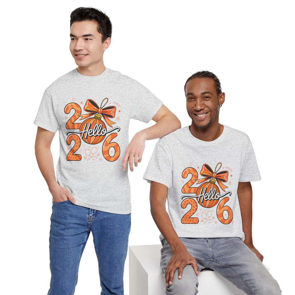 Hello 2026 Christmas Ornament Tee — Festive Orange Holiday Unisex Cotton T-Shirt