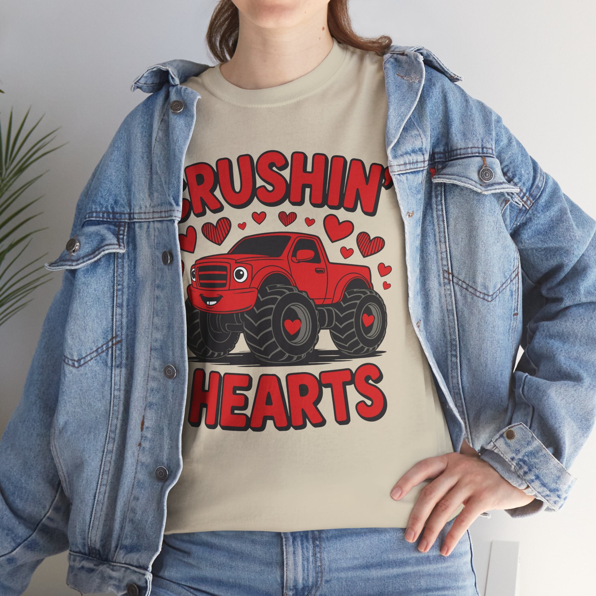 Crushin’ Hearts Valentine Monster Truck Unisex Cotton Tee