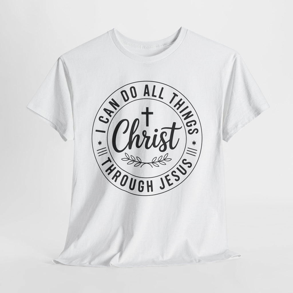 Christian Cross T‑Shirt — "I Can Do All Things Through Christ" Unisex Cotton tee