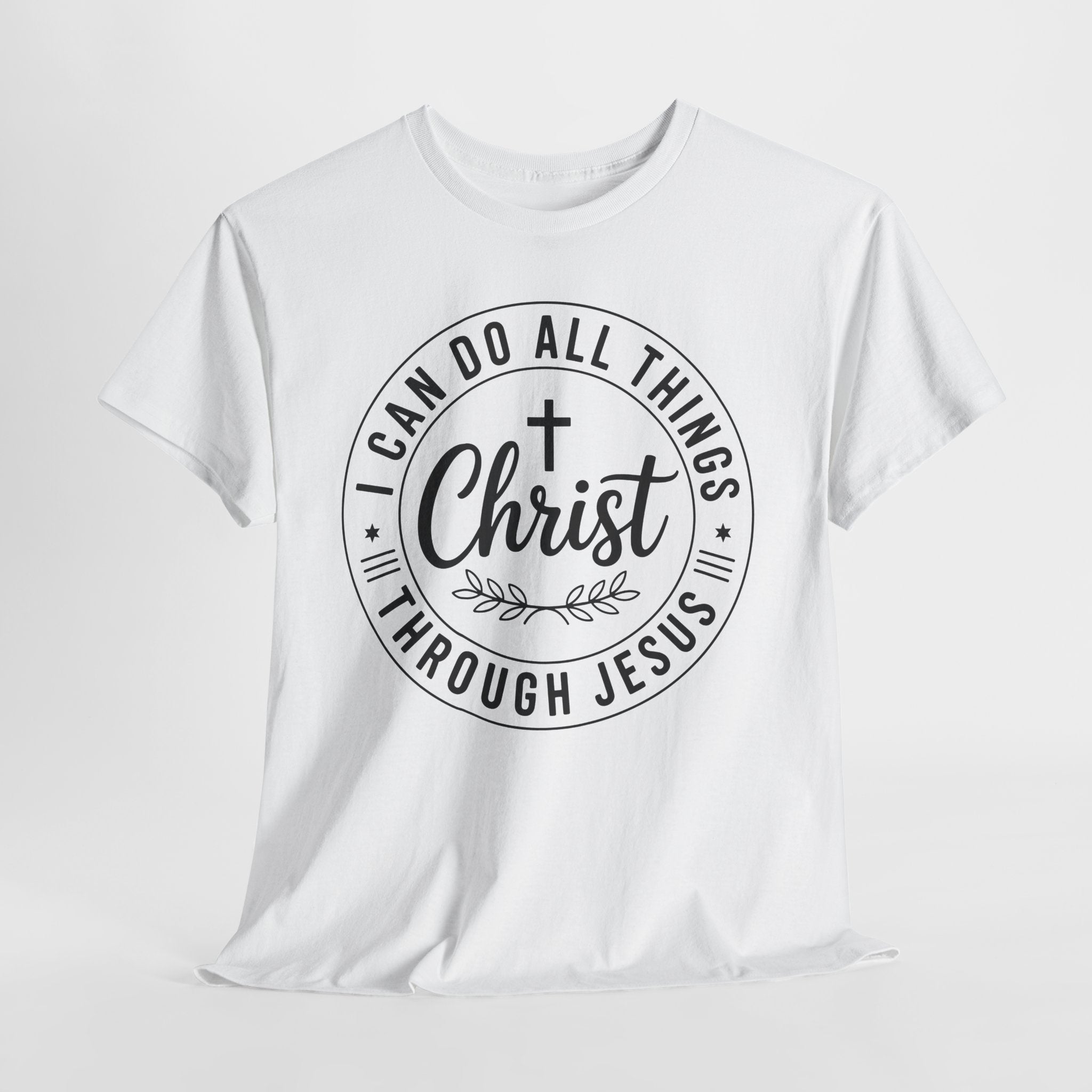 Christian Cross T‑Shirt — "I Can Do All Things Through Christ" Unisex Cotton tee