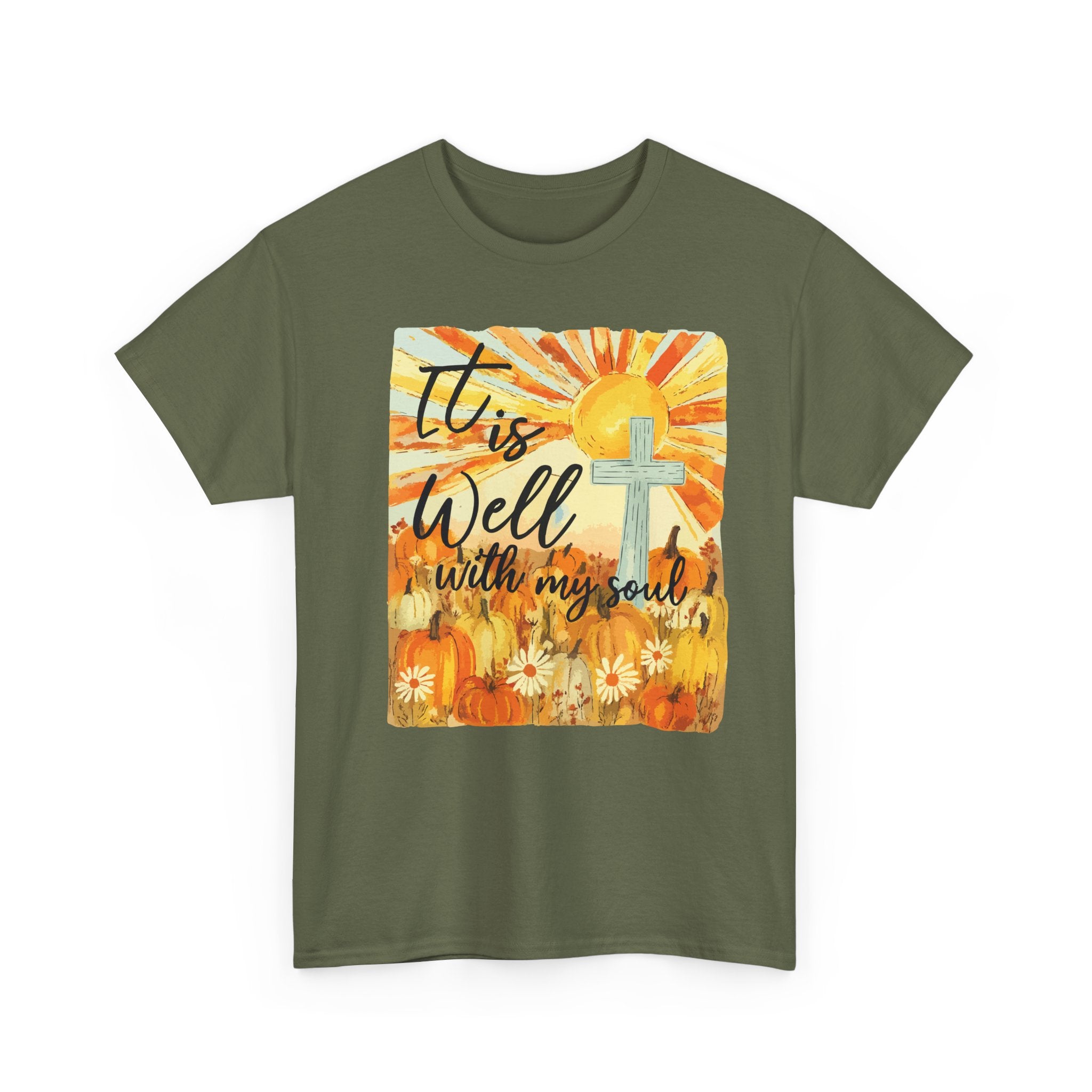 It Is Well With My Soul Pumpkin Sunrise Unisex Cotton T-Shirt
