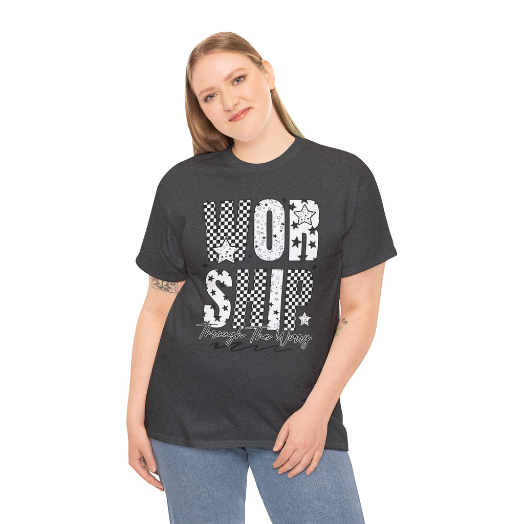 WORSHIP Through The Worry Checkerboard Unisex Cotton Tee