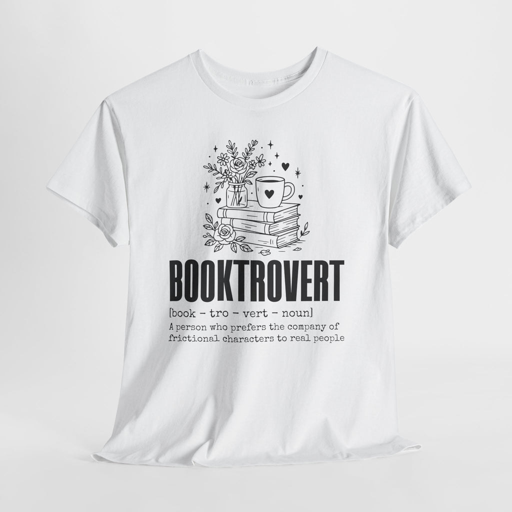 Booktrovert Graphic Tee — "Booktrovert" Definition, Books & Coffee Design Unisex Cotton Tee