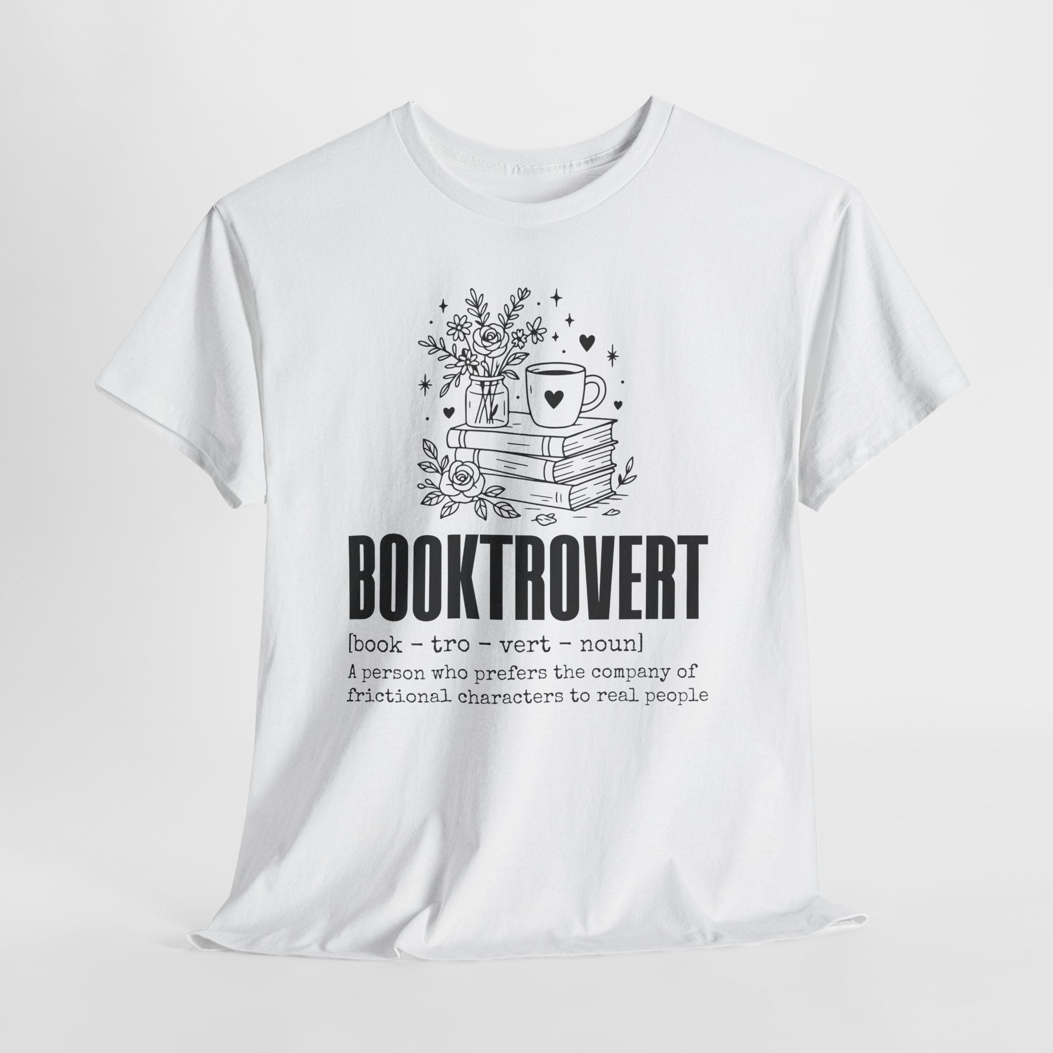 Booktrovert Graphic Tee — "Booktrovert" Definition, Books & Coffee Design Unisex Cotton Tee