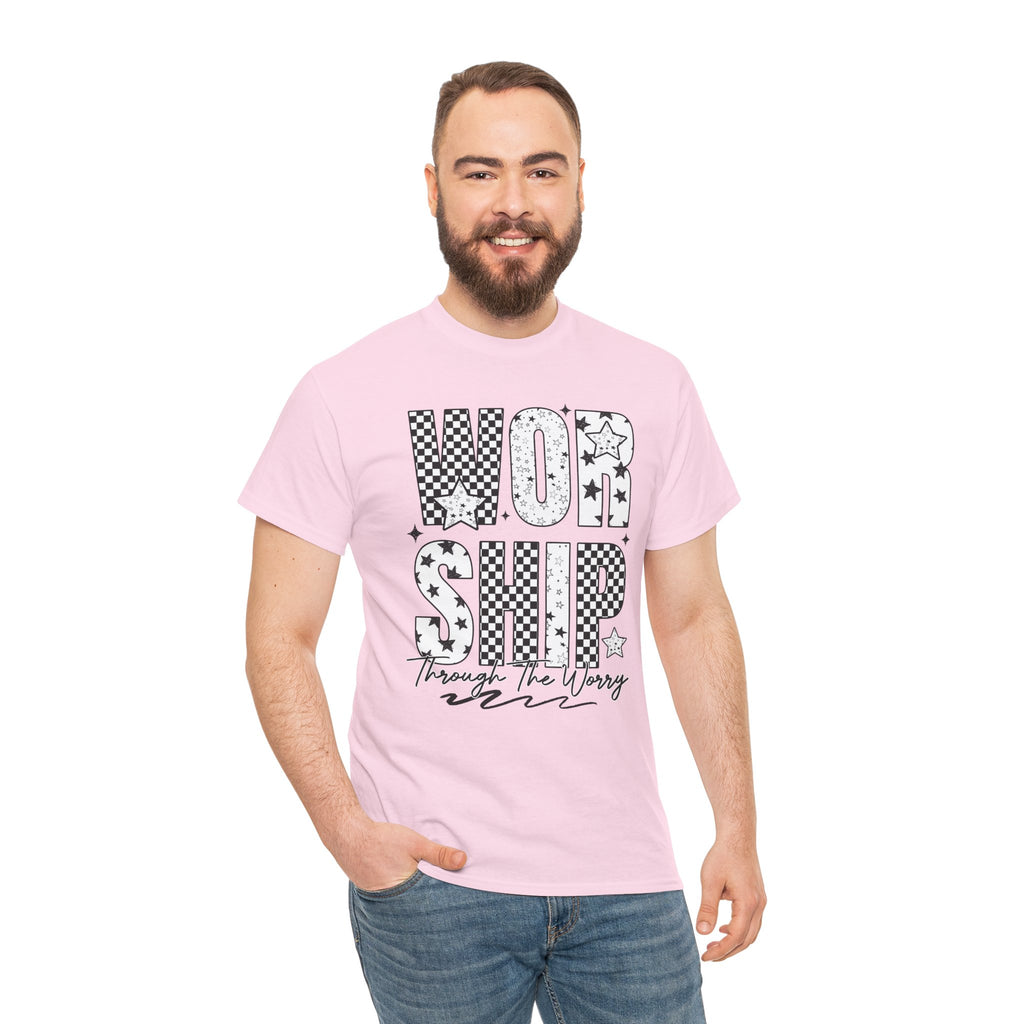 WORSHIP Through The Worry Checkerboard Unisex Cotton Tee