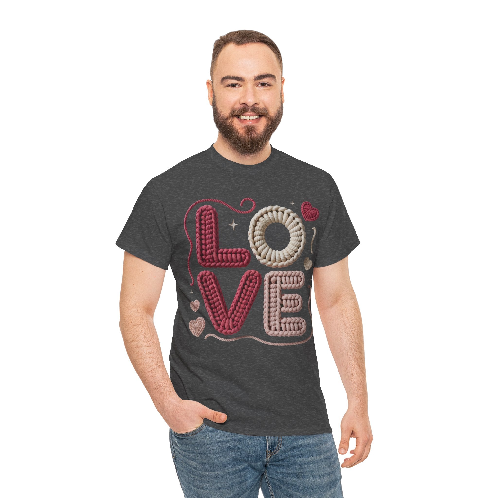 LOVE Faux Yarn Heart Unisex Cotton Tee
