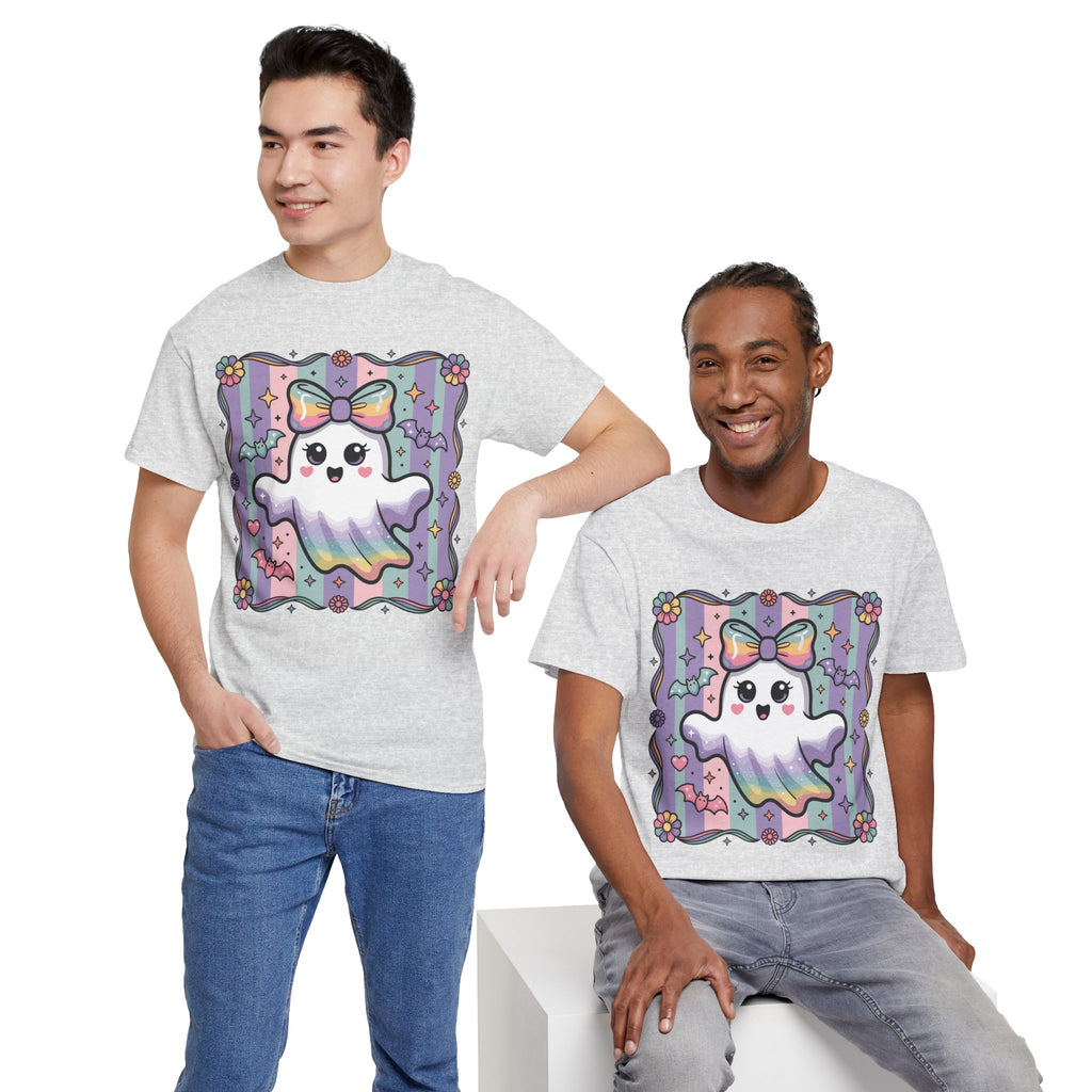 Pastel Ghost Rainbow Bow Unisex Cotton Tee