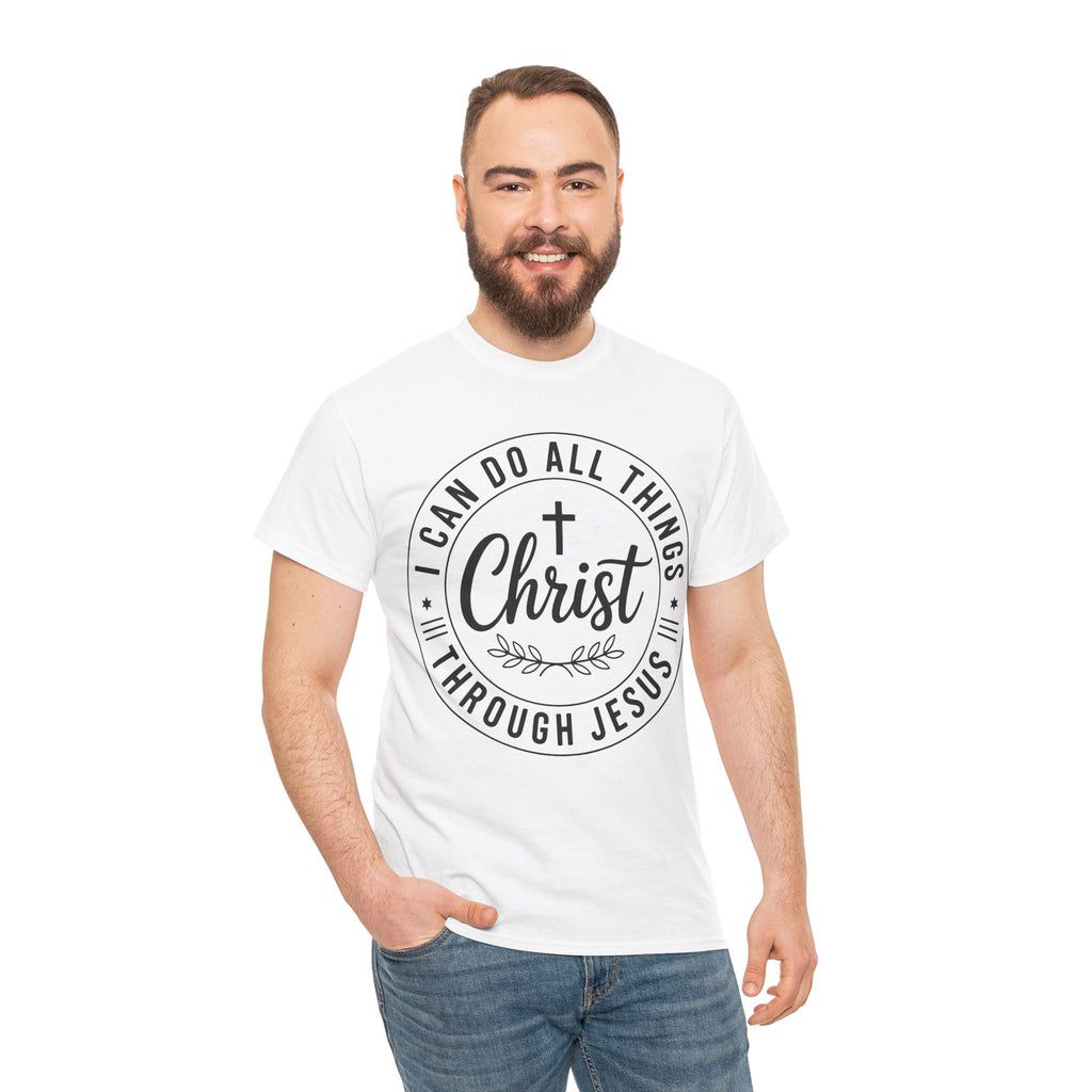 Christian Cross T‑Shirt — "I Can Do All Things Through Christ" Unisex Cotton tee
