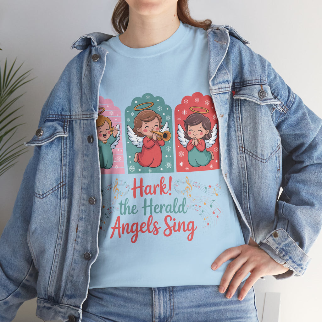 Hark! The Herald Angels Sing Tee — Three Singing Angels Christmas Unisex Cotton T-Shirt