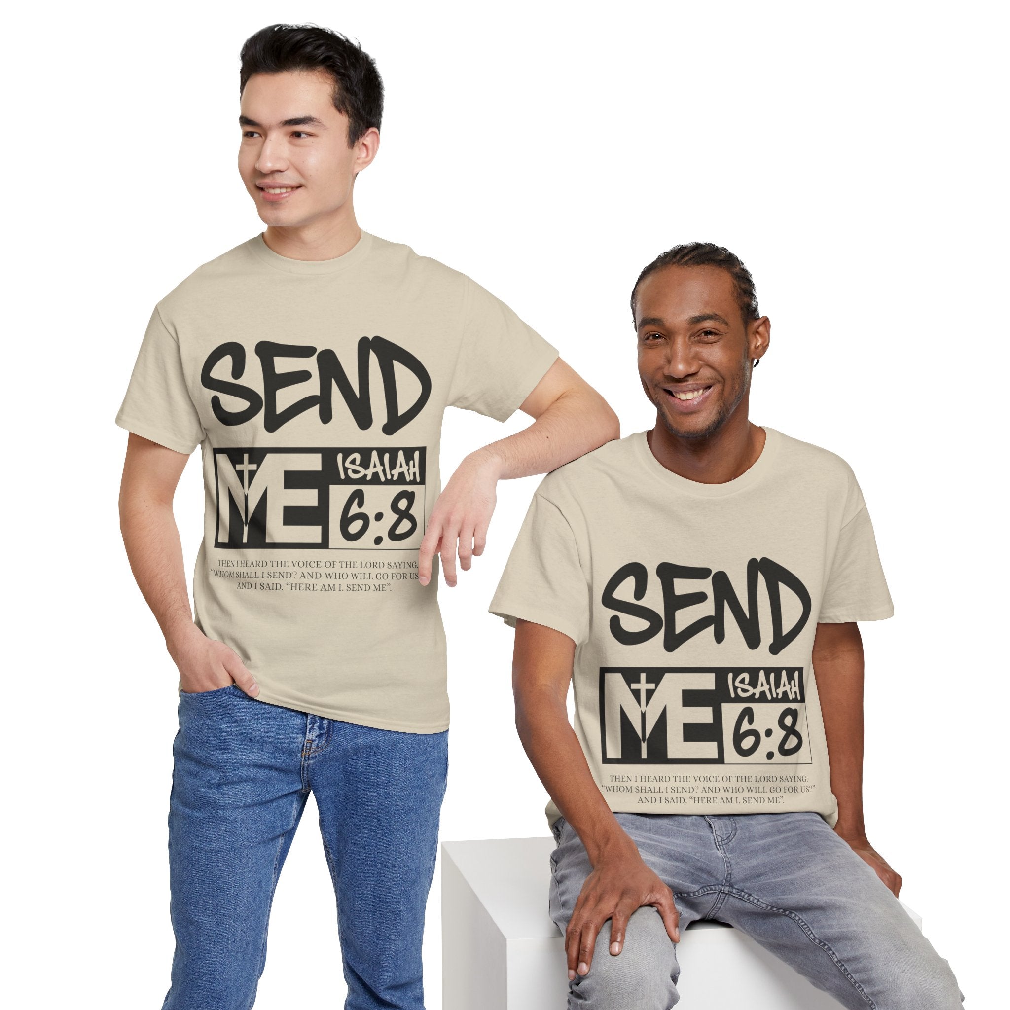 Send Me Isaiah 6:8 Christian T-Shirt — Cross Faith Unisex Cotton Tee