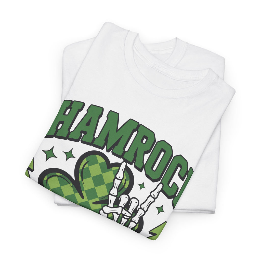 Shamrock and Roll Tee — Skeleton Hand & Lightning St. Patrick’s Rock Unisex Cotton Shirt