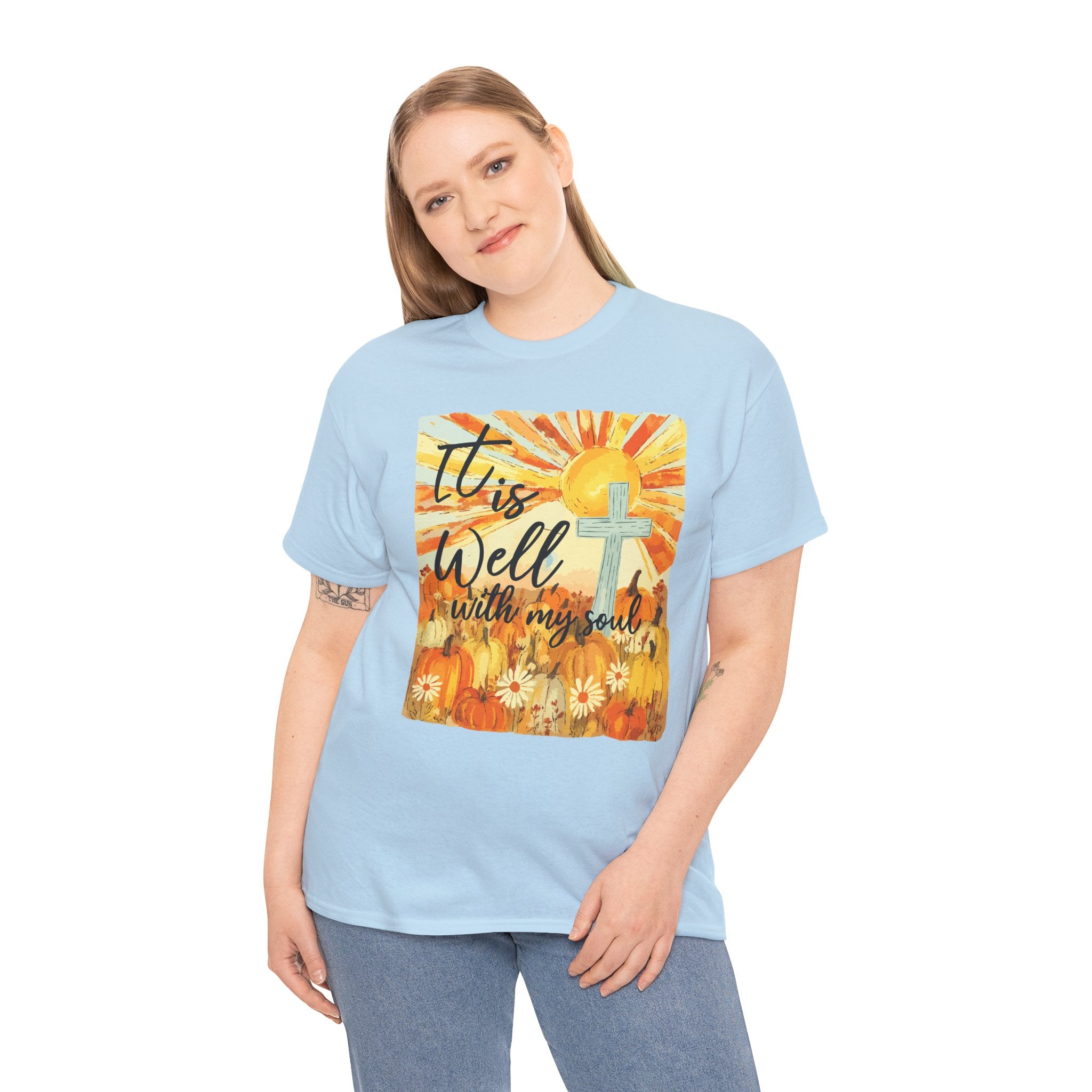 It Is Well With My Soul Pumpkin Sunrise Unisex Cotton T-Shirt