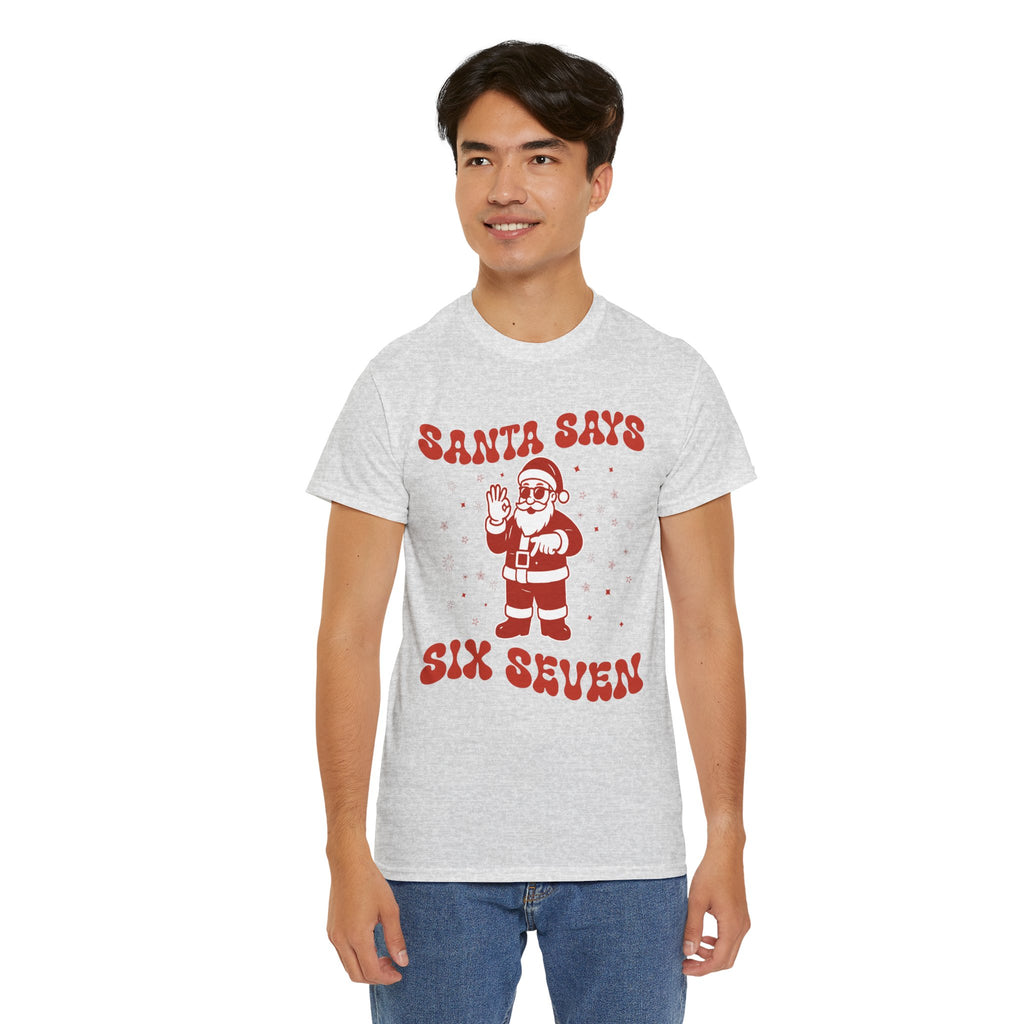 Retro 'Santa Says Six Seven' Christmas Unisex Cotton Tee