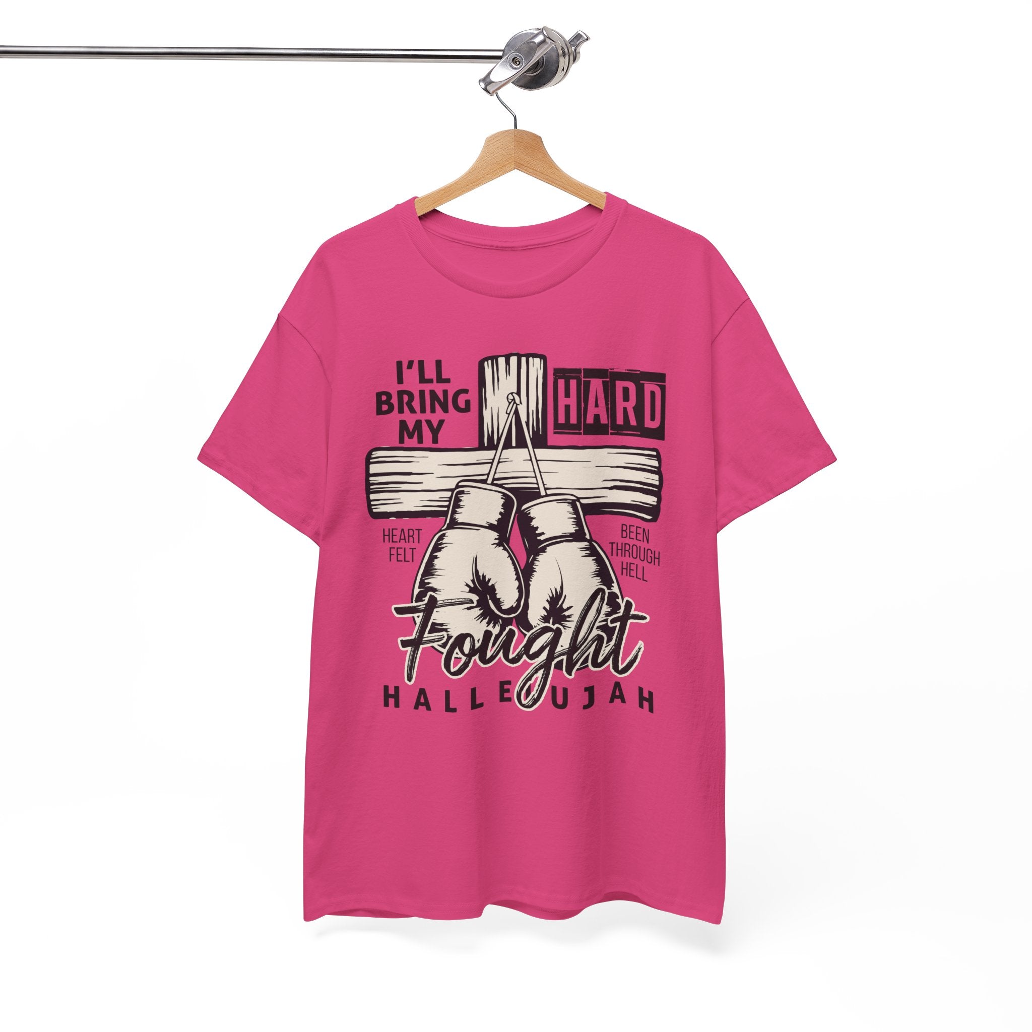 Christian Boxing Gloves Cross Tee — "I’ll Bring My Hard-Fought Heart."Unisex Cotton Tee