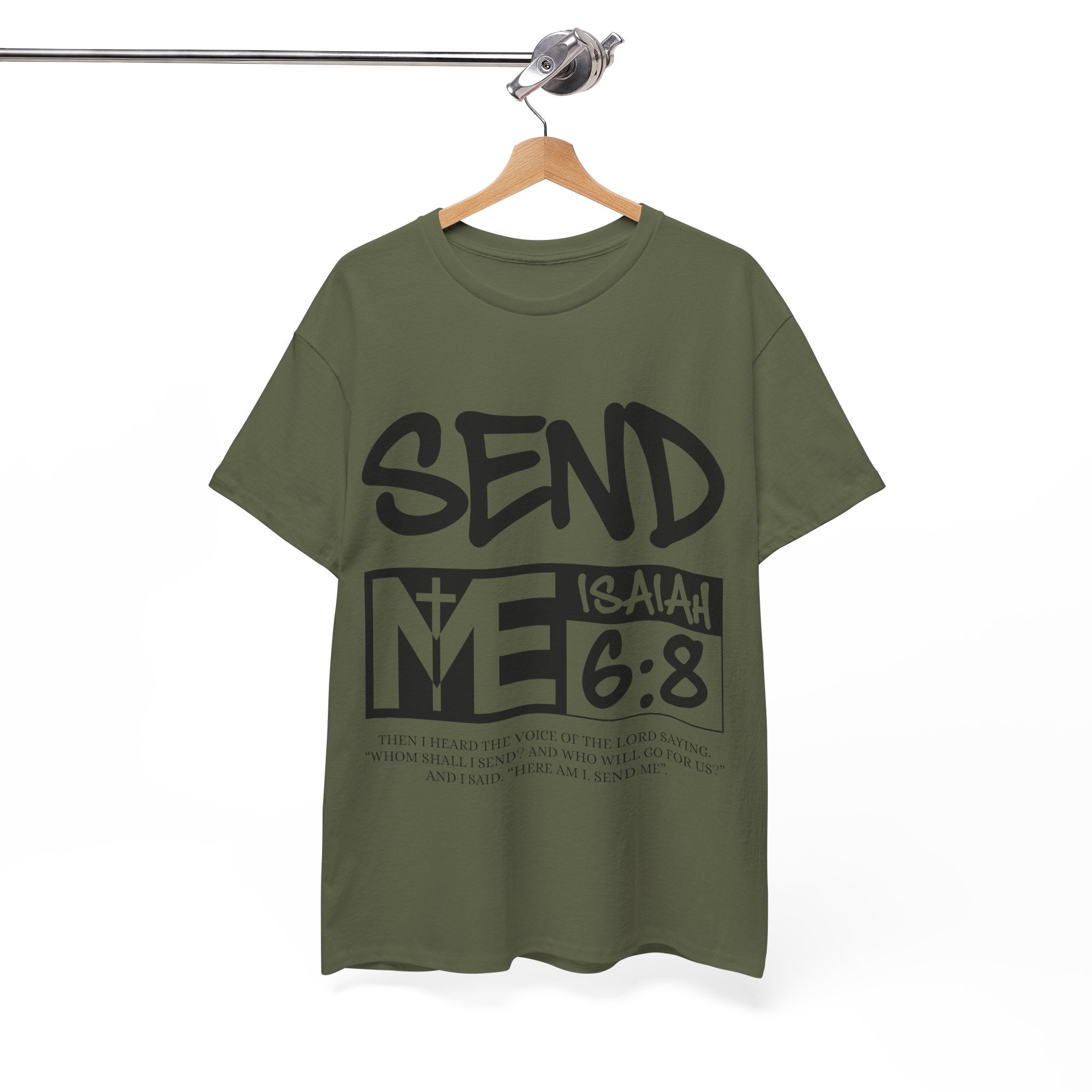 Send Me Isaiah 6:8 Christian T-Shirt — Cross Faith Unisex Cotton Tee