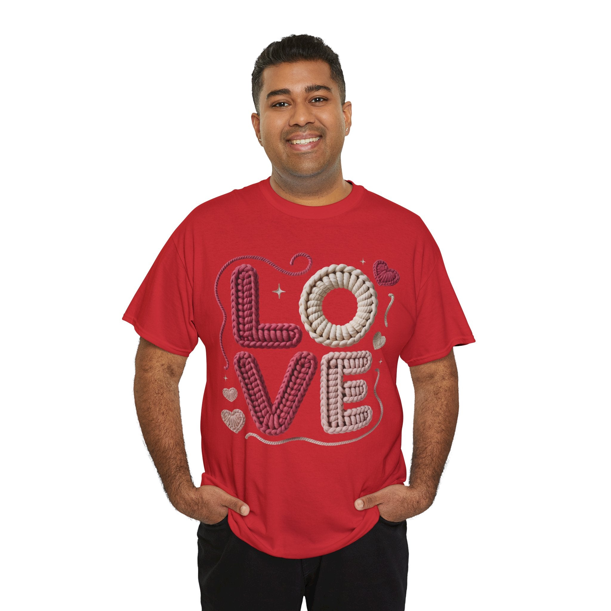LOVE Faux Yarn Heart Unisex Cotton Tee