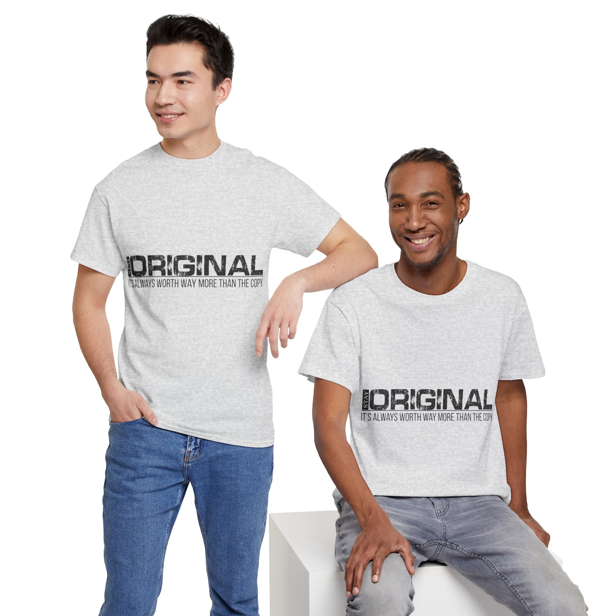 STAY SILENT Minimalist Tee — Vertical Text Black Unisex Cotton Tee