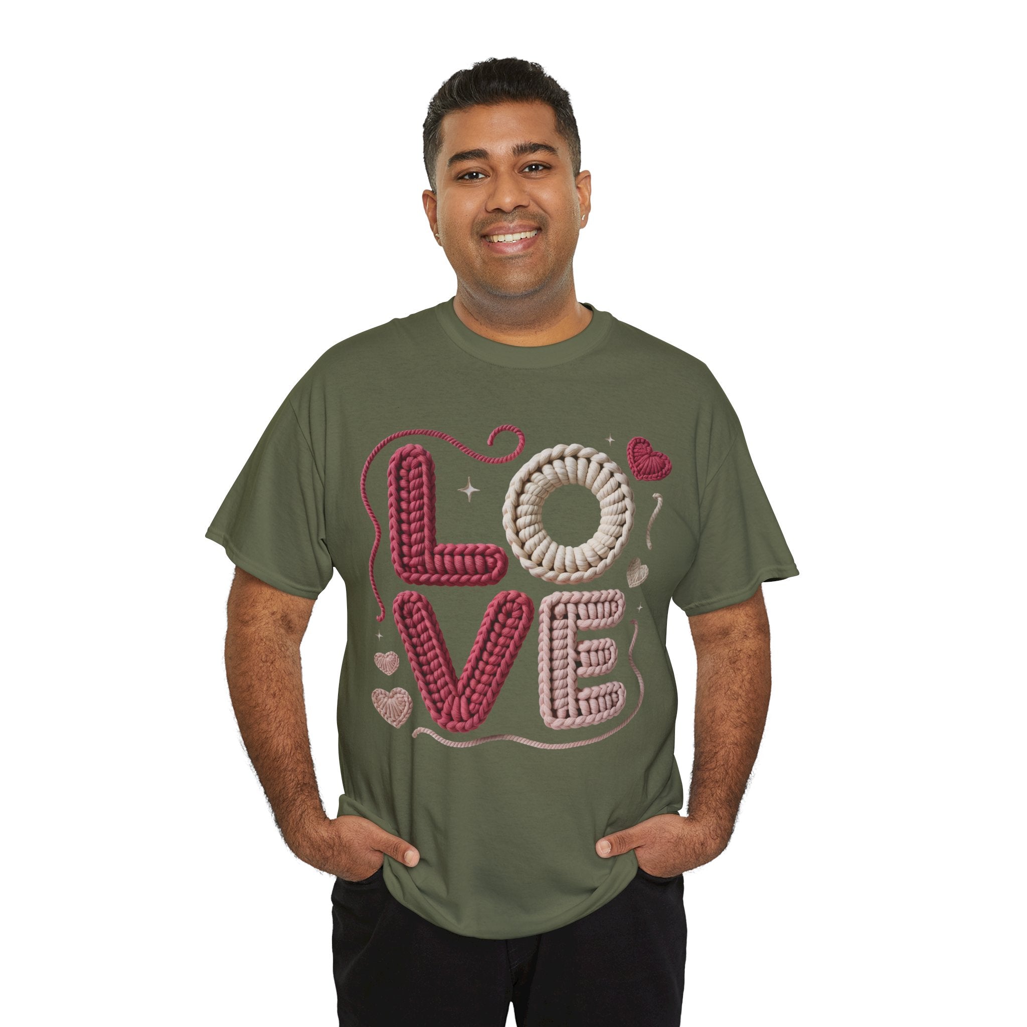 LOVE Faux Yarn Heart Unisex Cotton Tee