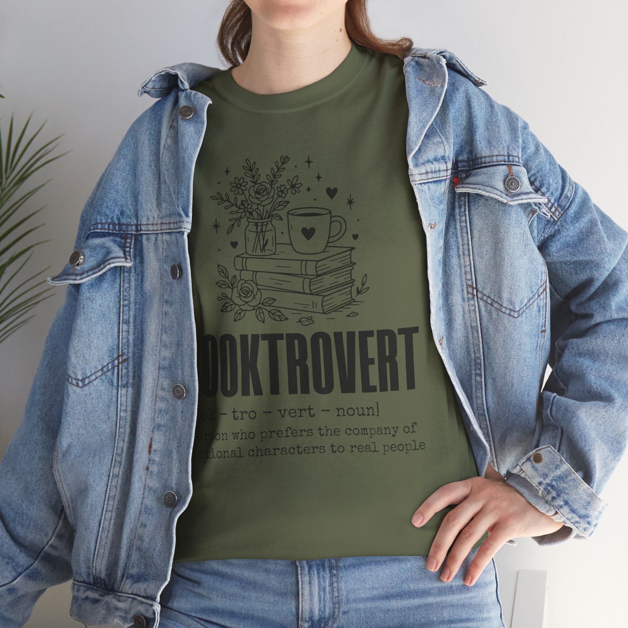 Booktrovert Graphic Tee — "Booktrovert" Definition, Books & Coffee Design Unisex Cotton Tee