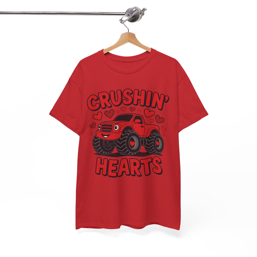 Crushin’ Hearts Valentine Monster Truck Unisex Cotton Tee