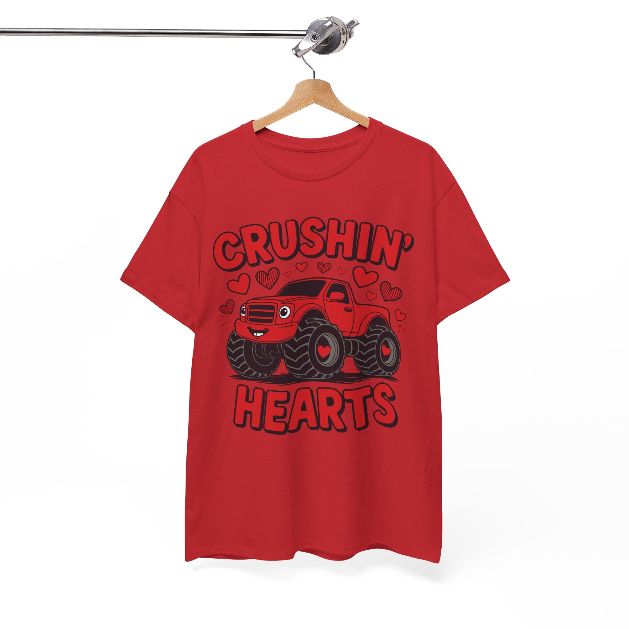 Crushin’ Hearts Valentine Monster Truck Unisex Cotton Tee