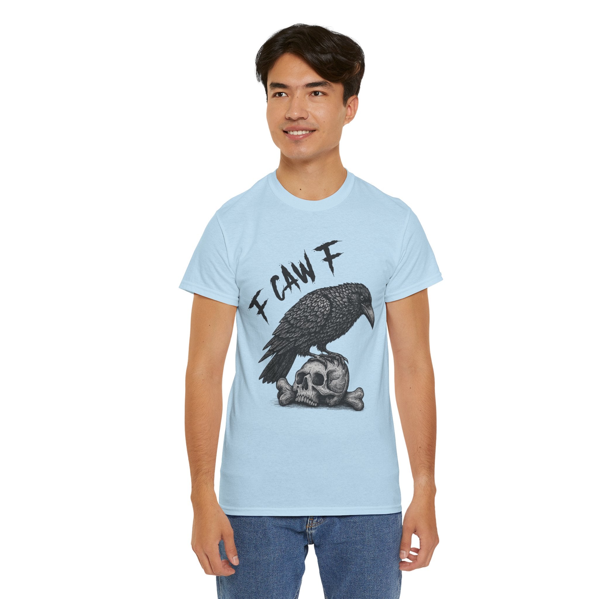 Gothic Crow & Skull T-Shirt — Dark Gothic Skull Unisex Cotton Tee