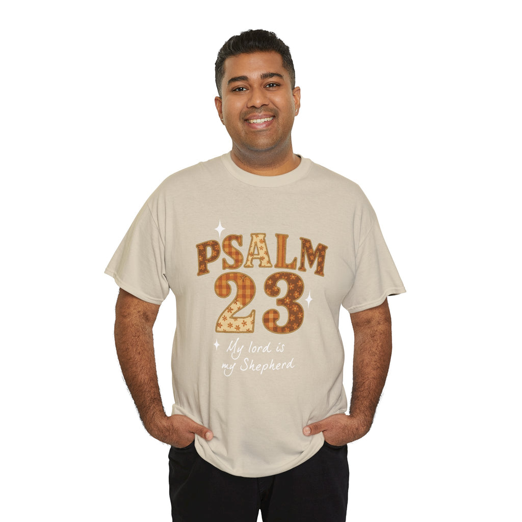 Psalm 23 Floral Tee — “My Lord Is My Shepherd” Stitched-Text Unisex Cotton Tee