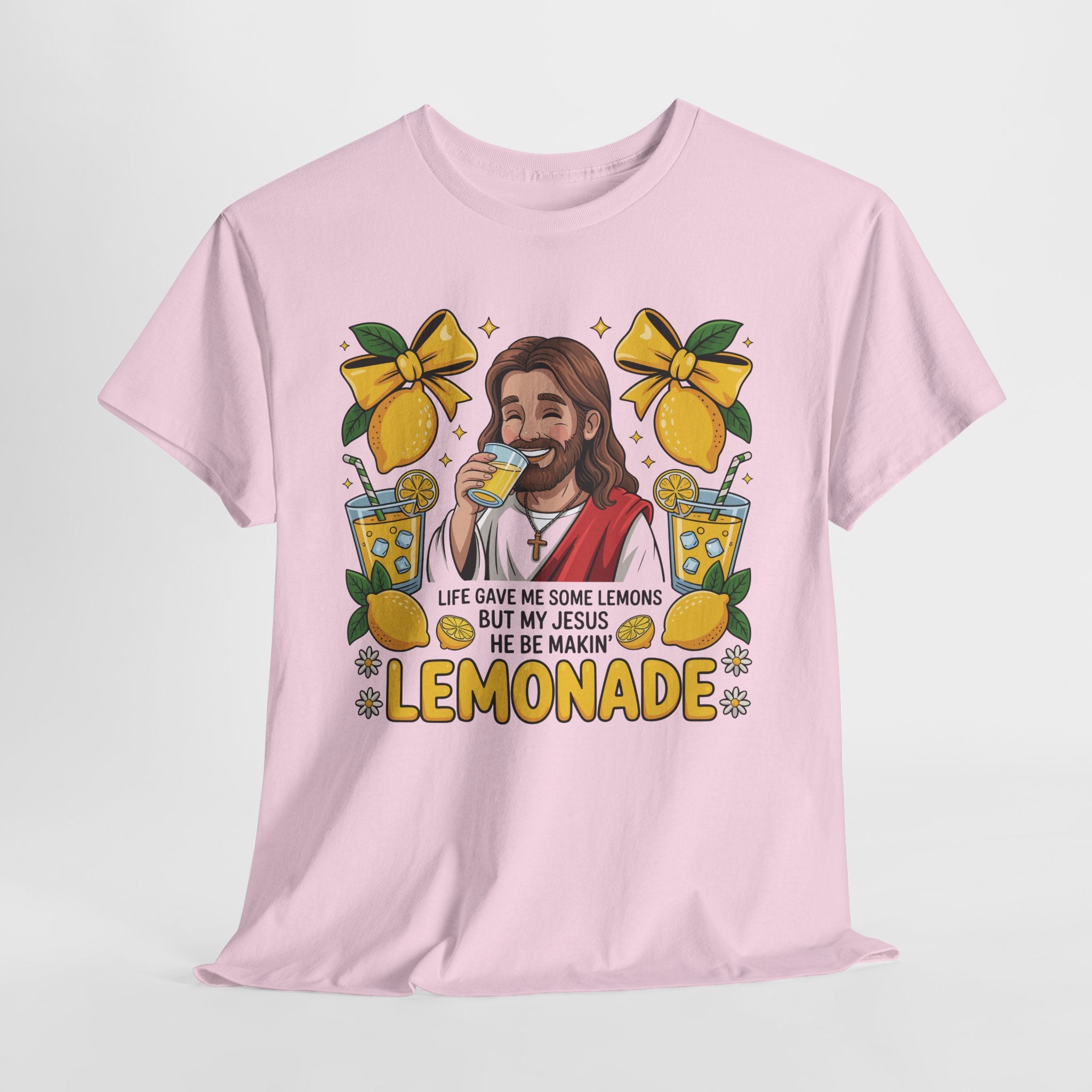 Jesus Drinking Lemonade T-Shirt — "Life Gave Me Some Lemons" Christian Unisex Cotton Tee