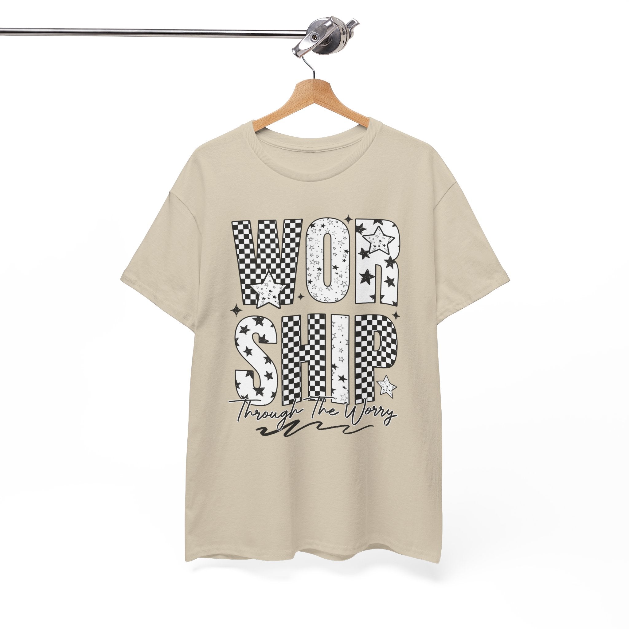 WORSHIP Through The Worry Checkerboard Unisex Cotton Tee