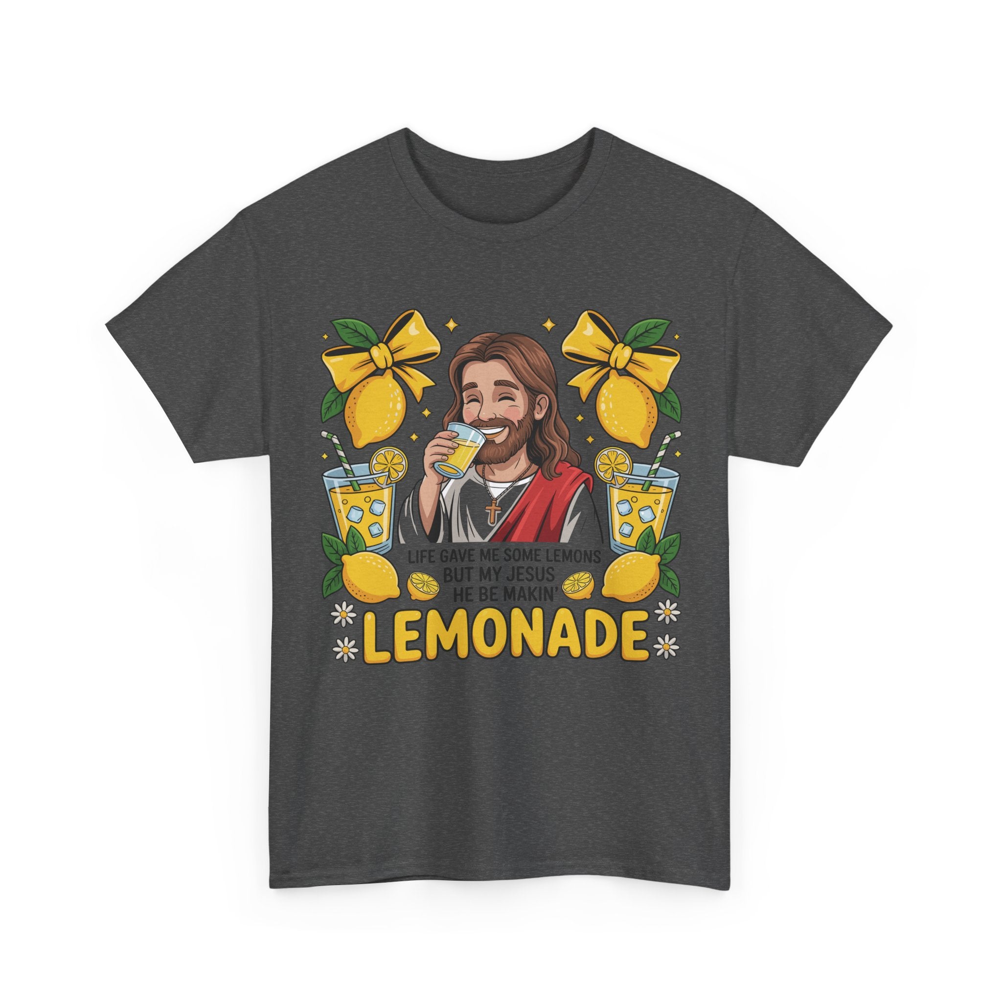 Jesus Drinking Lemonade T-Shirt — "Life Gave Me Some Lemons" Christian Unisex Cotton Tee