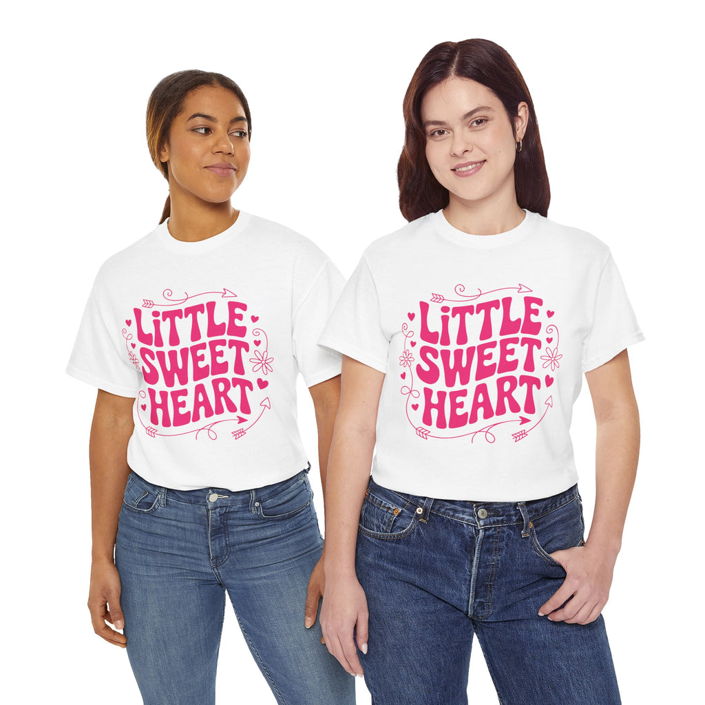 Little Sweetheart Retro Tee — Cute Red Hearts & Flowers Graphic Unisex Cotton Tee